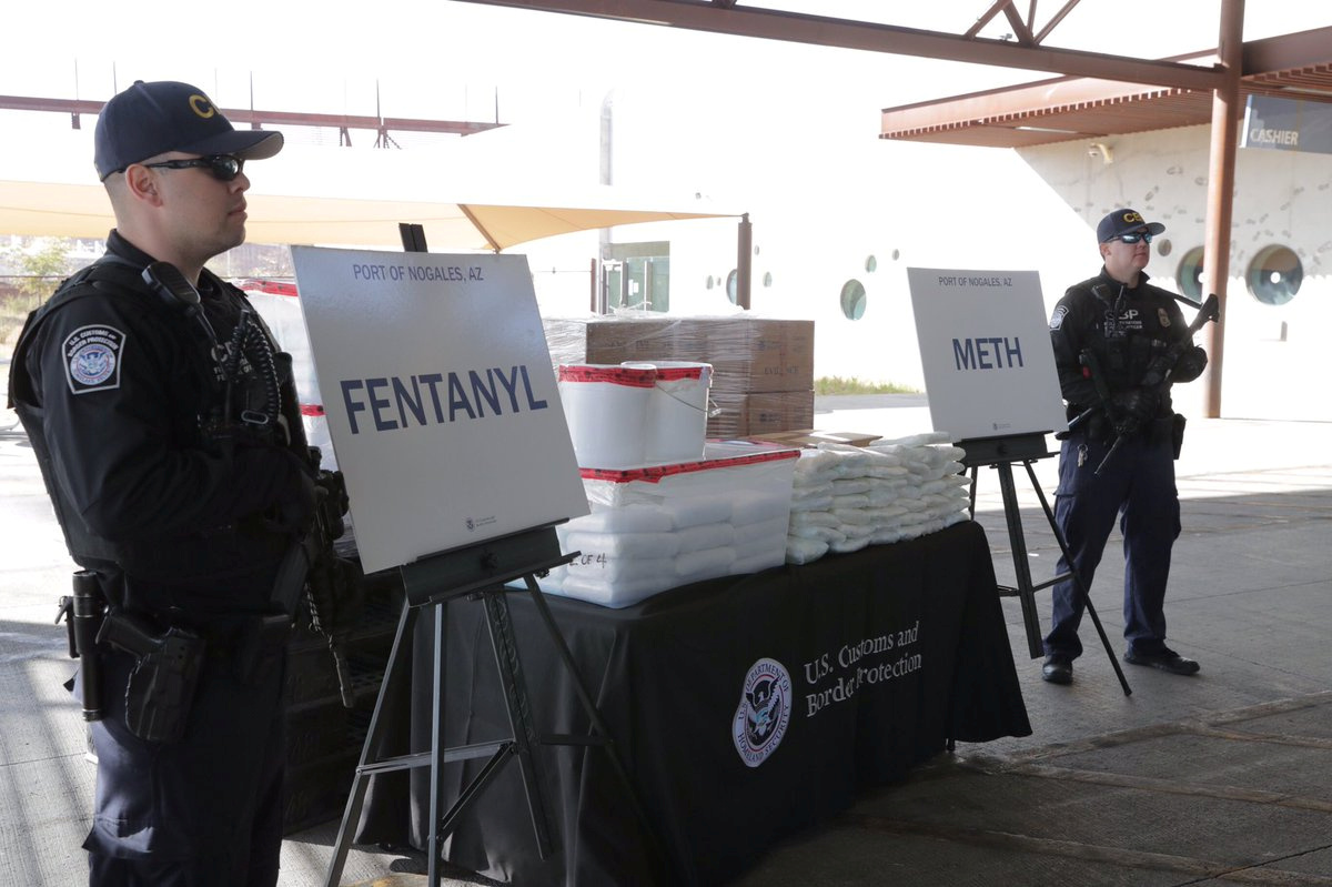 Packets of fentanyl mostly in powder form and methamphetamine