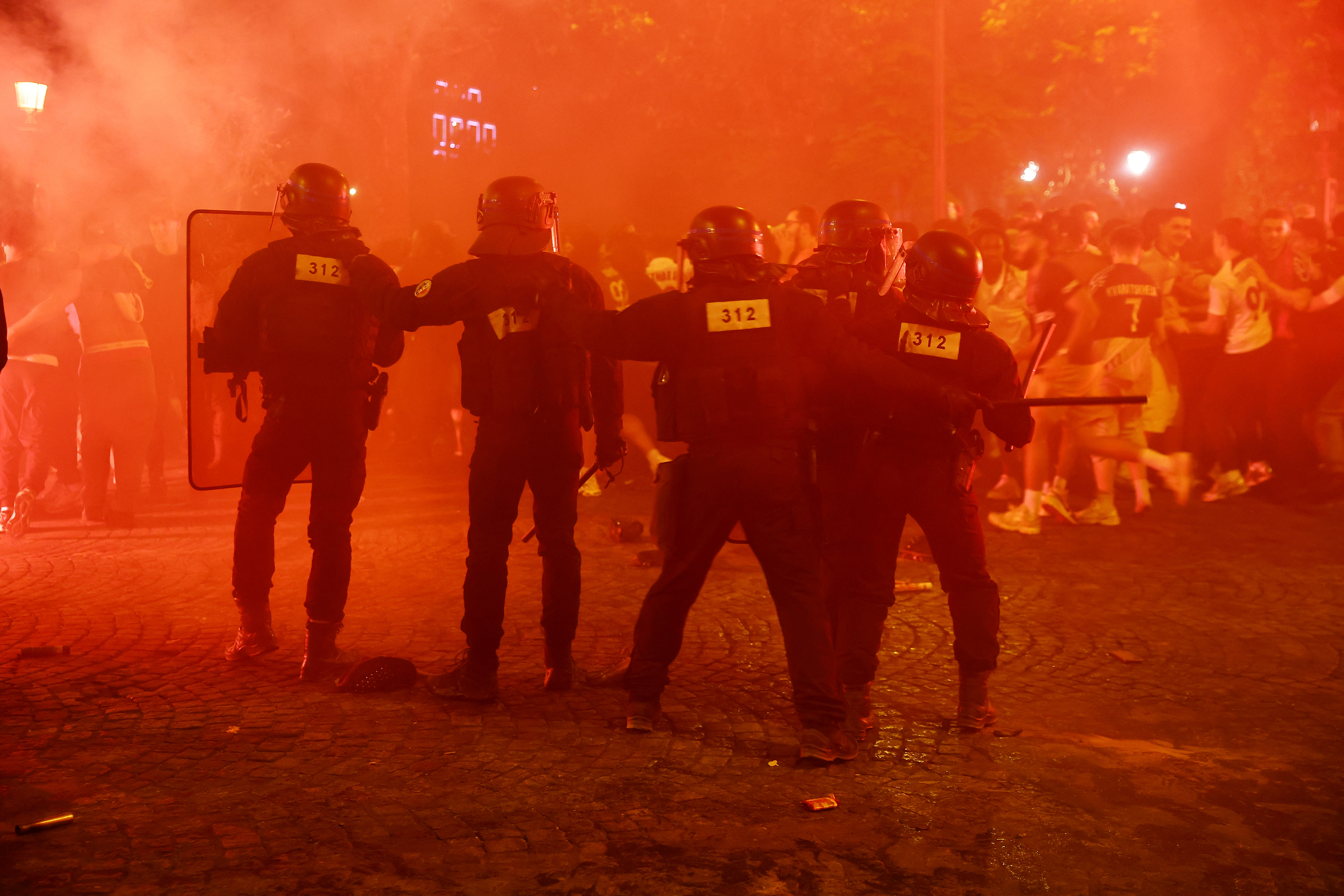 Anti-riot police in action.