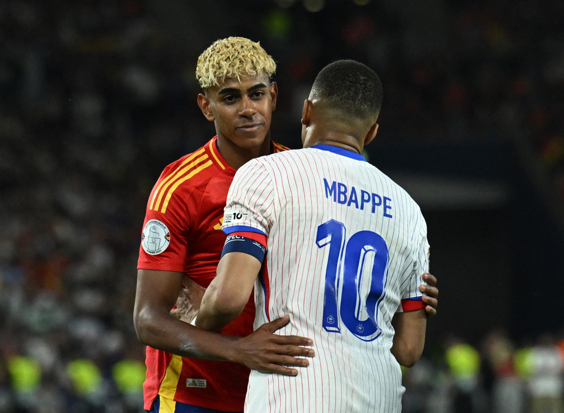 Nations League - Semi Final - Spain's Lamine Yamal and France's Kylian Mbappe