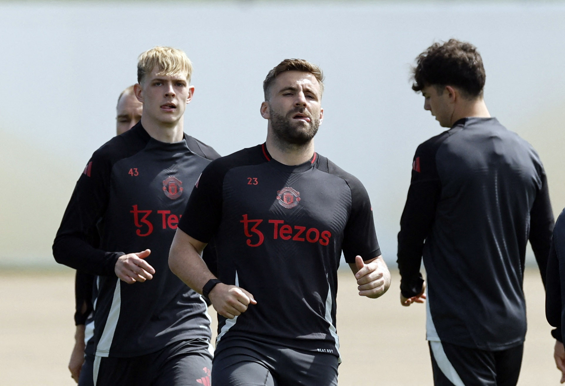 Football - Europa League - Europa League - Final - Manchester United Media Day - Trafford Training Centre, Carrington, Britain - May 14, 2025 Manchester United's Luke Shaw