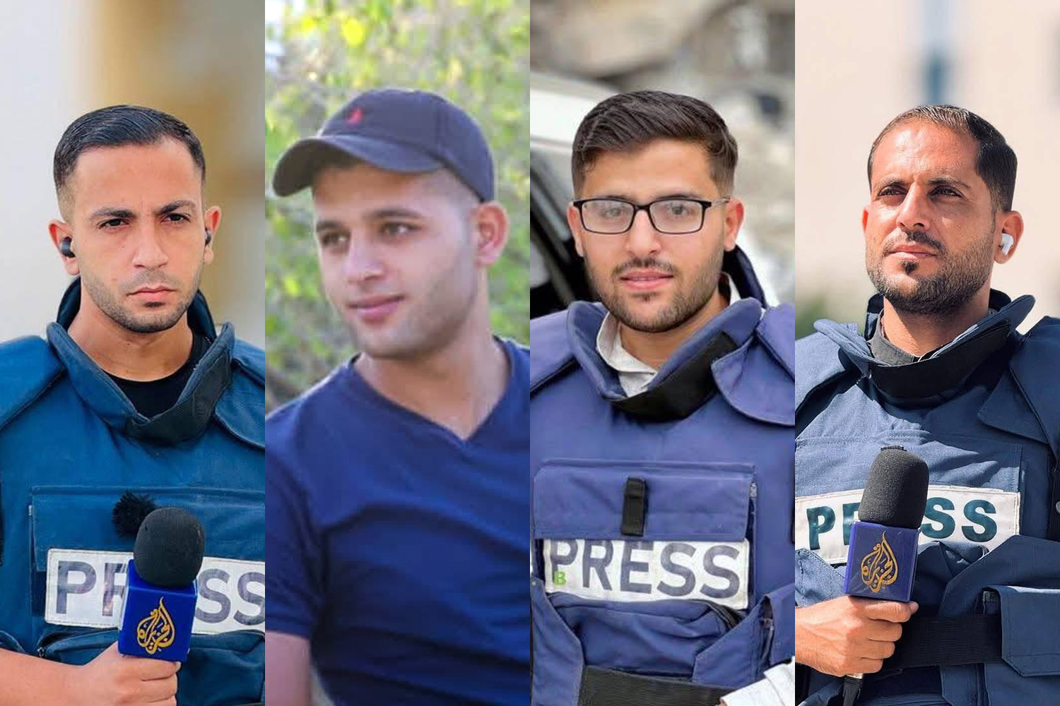 From left: Al Jazeera journalist killed by Israel earlier this. Anas al-Sharif, Mohammed Noufal, Ibrahim Zaher and Mohammed Qreiqeh [Al Jazeera]