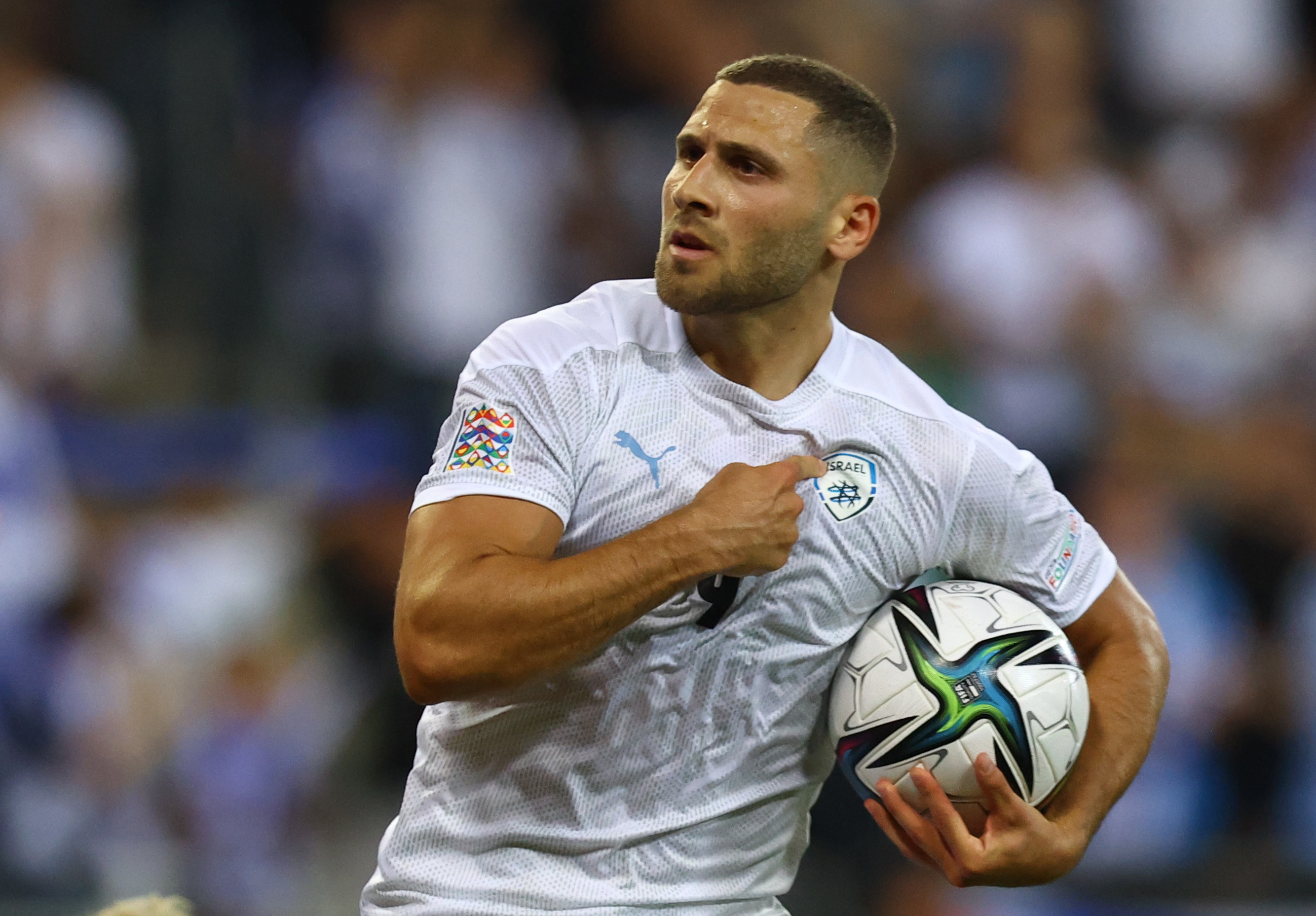 Soccer Football - UEFA Nations League - Group F - Israel v Iceland - Sammy Ofer Stadium, Haifa, Israel- June 2, 2022 Israel's Shon Weissman celebrates scoring their second goal REUTERS/Ronen Zvulun