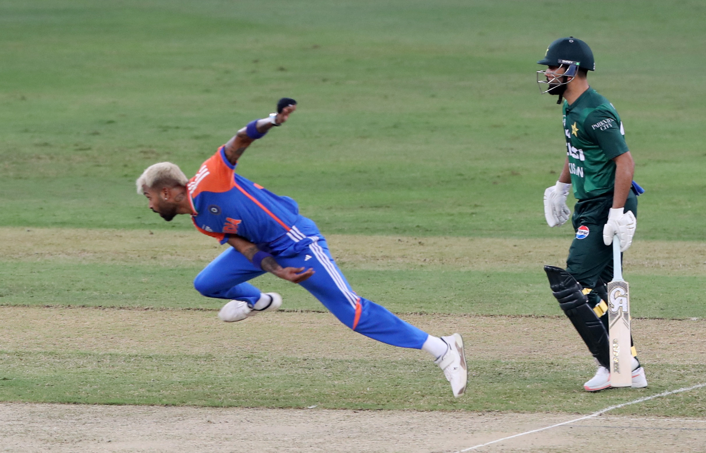 India’s Hardik Pandya in action in the Super Fours meeting with Pakistan