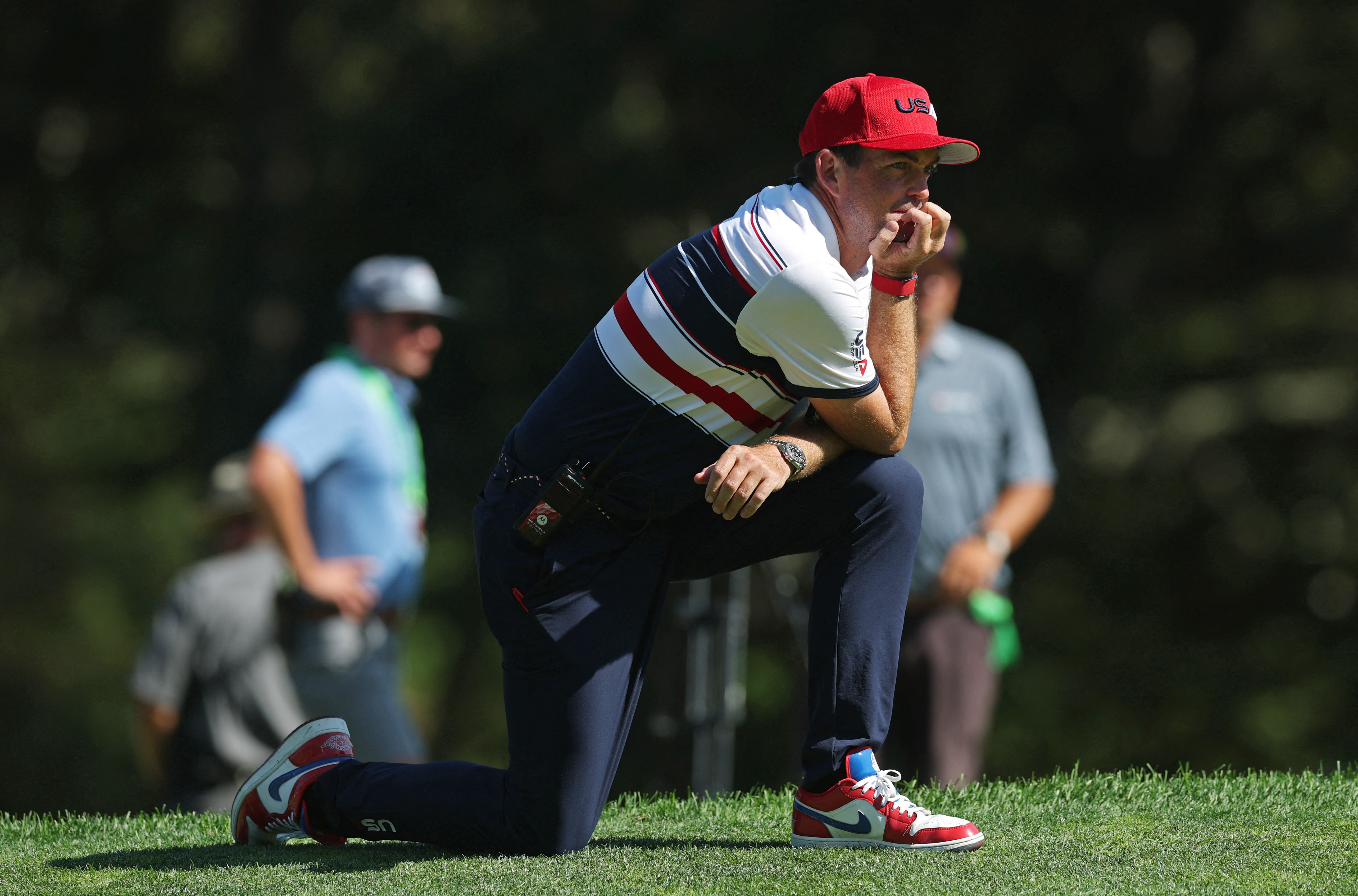 Keegan Bradley reacts.