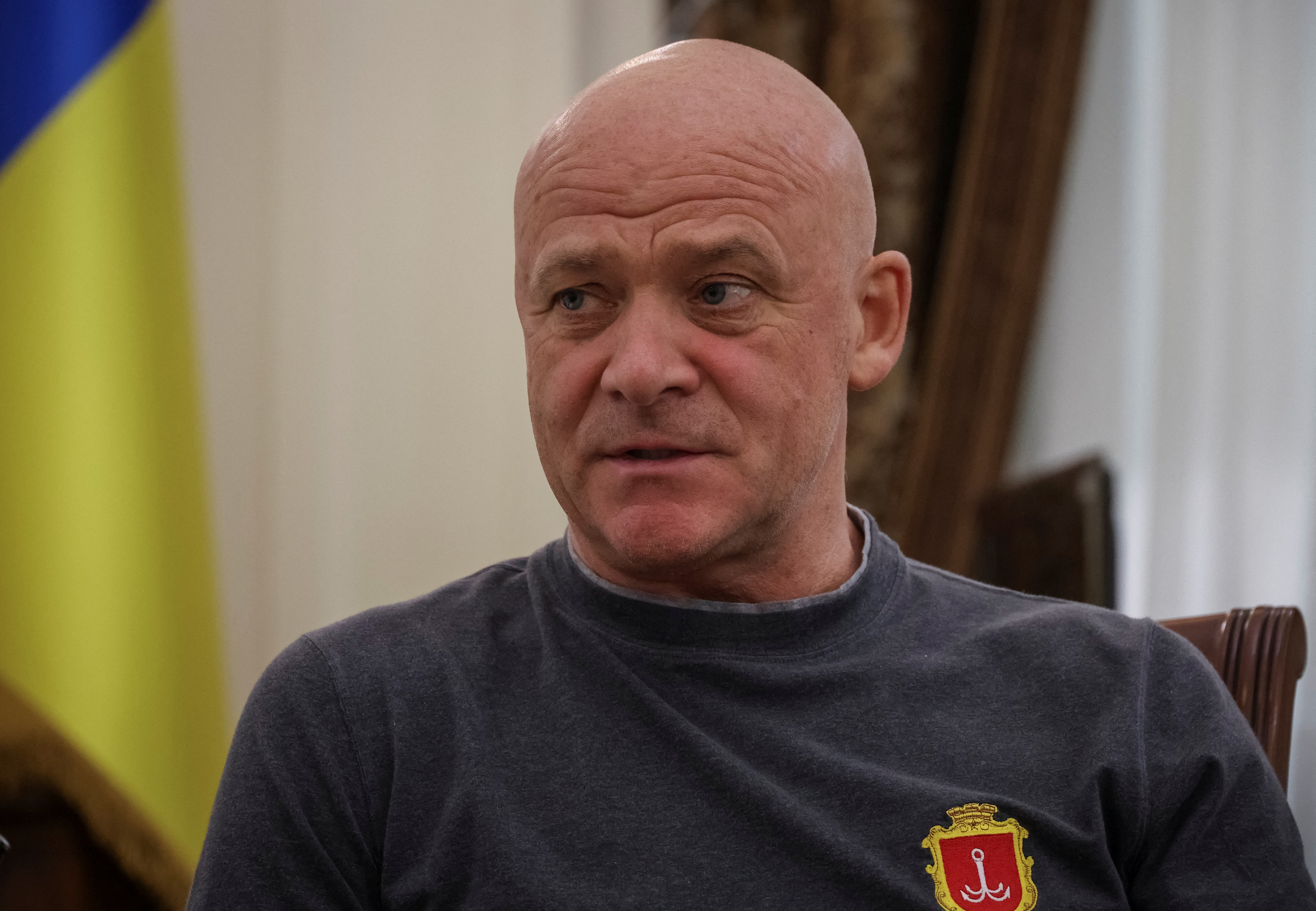 FILE PHOTO: Mayor of Odesa Gennadiy Trukhanov speaks in his office in Odesa, Ukraine, June 28, 2024. REUTERS/Nina Liashonok/File Photo