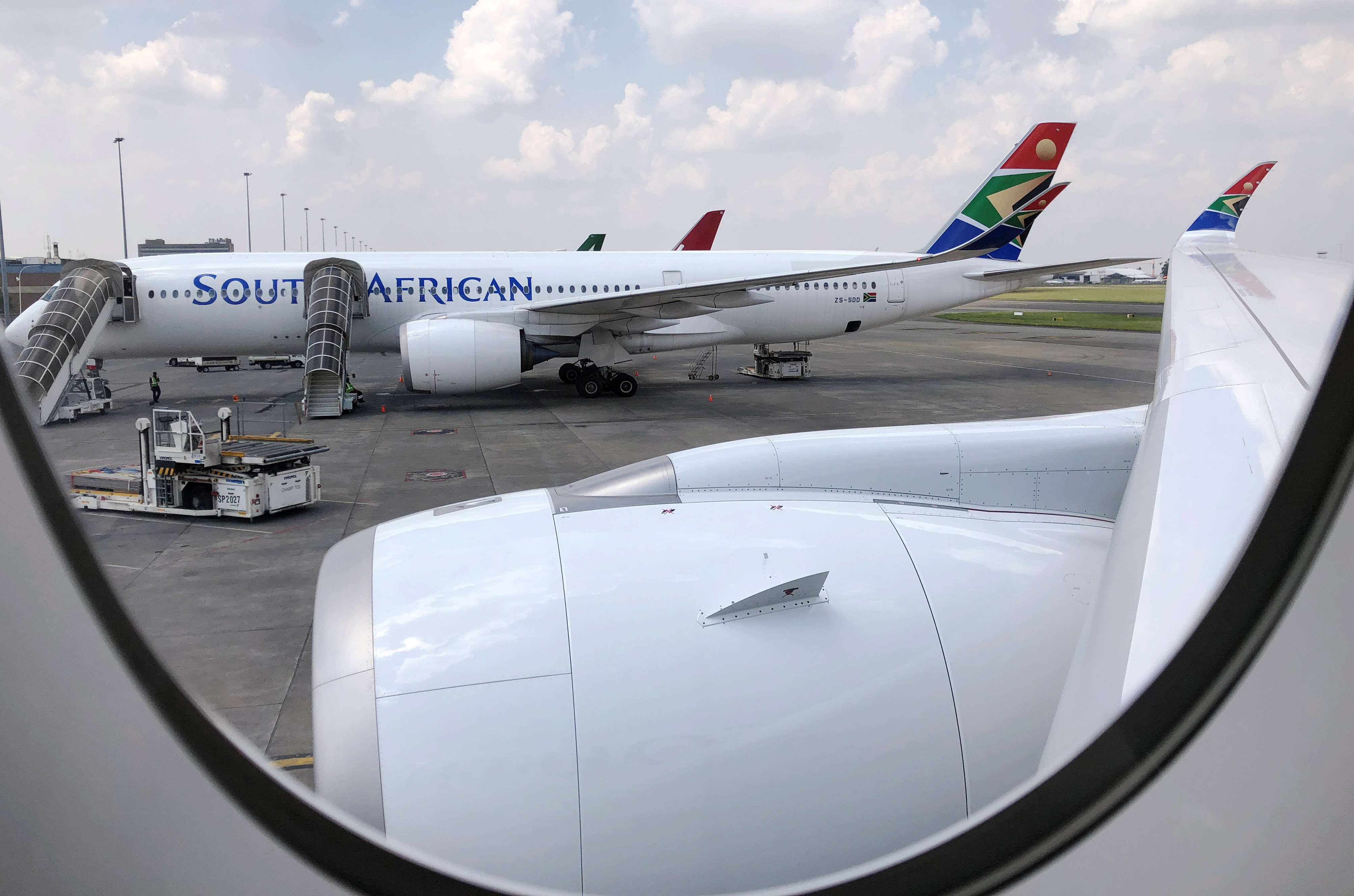 A South African Airways aircraft is seen at O.R. Tambo International Airport in Johannesburg, South Africa January 12, 2020. Picture taken January 12, 2020. REUTERS/Sumaya Hisham