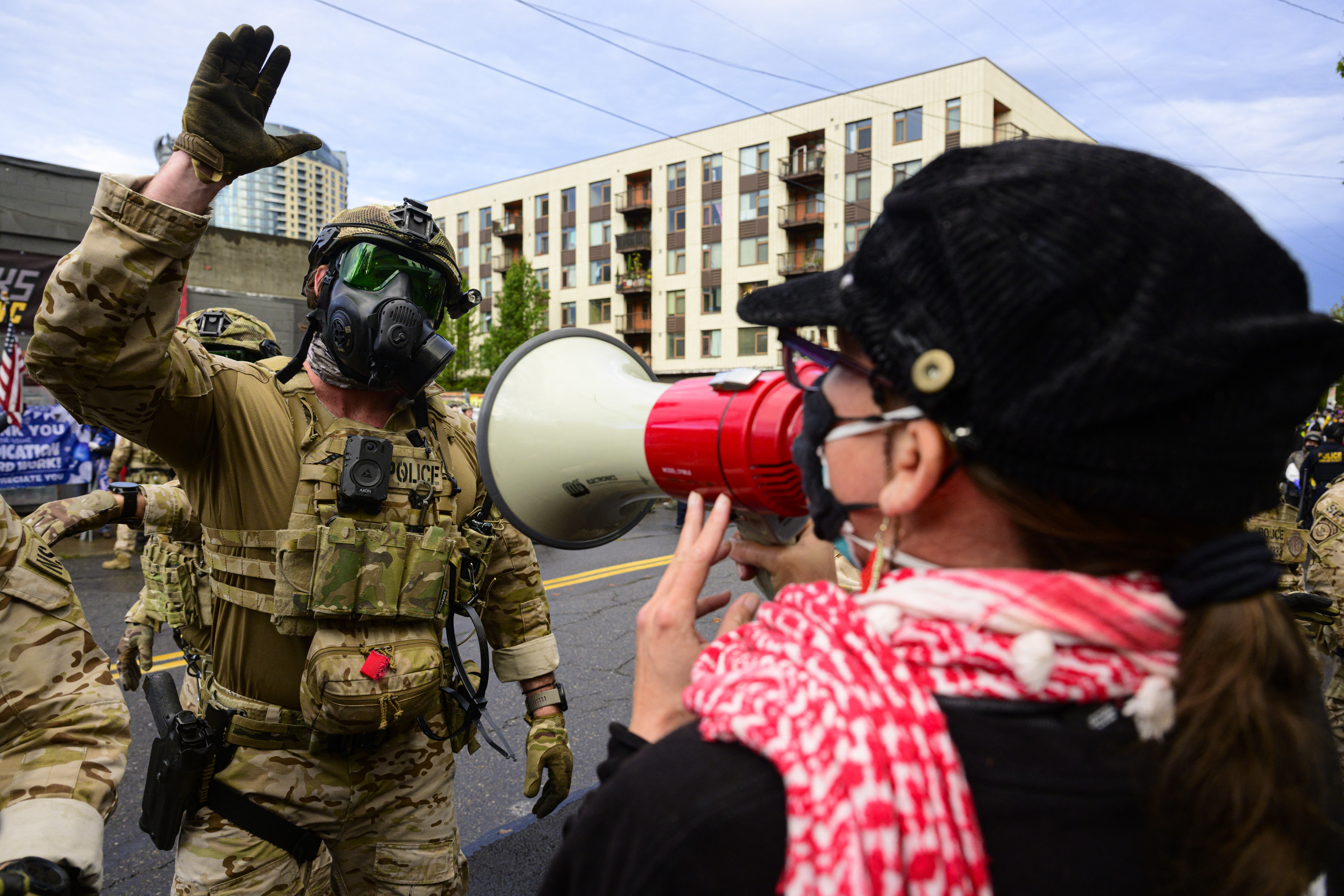protest against increased activity by U.S. Immigration and Customs Enforcement (ICE) and potential National Guard deployment in Portland, Oregon, U.S.,