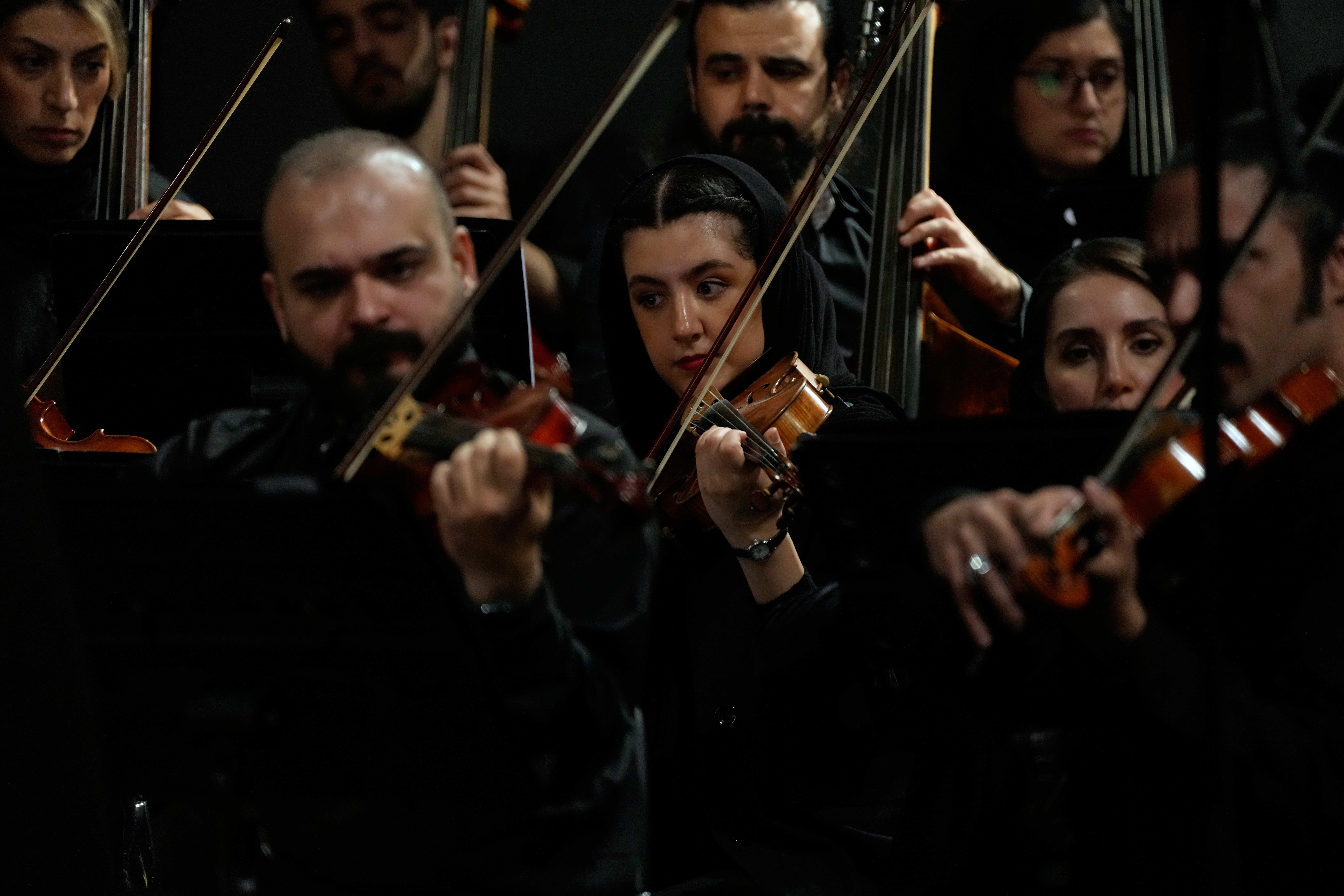 The Tehran Symphony Orchestra string section