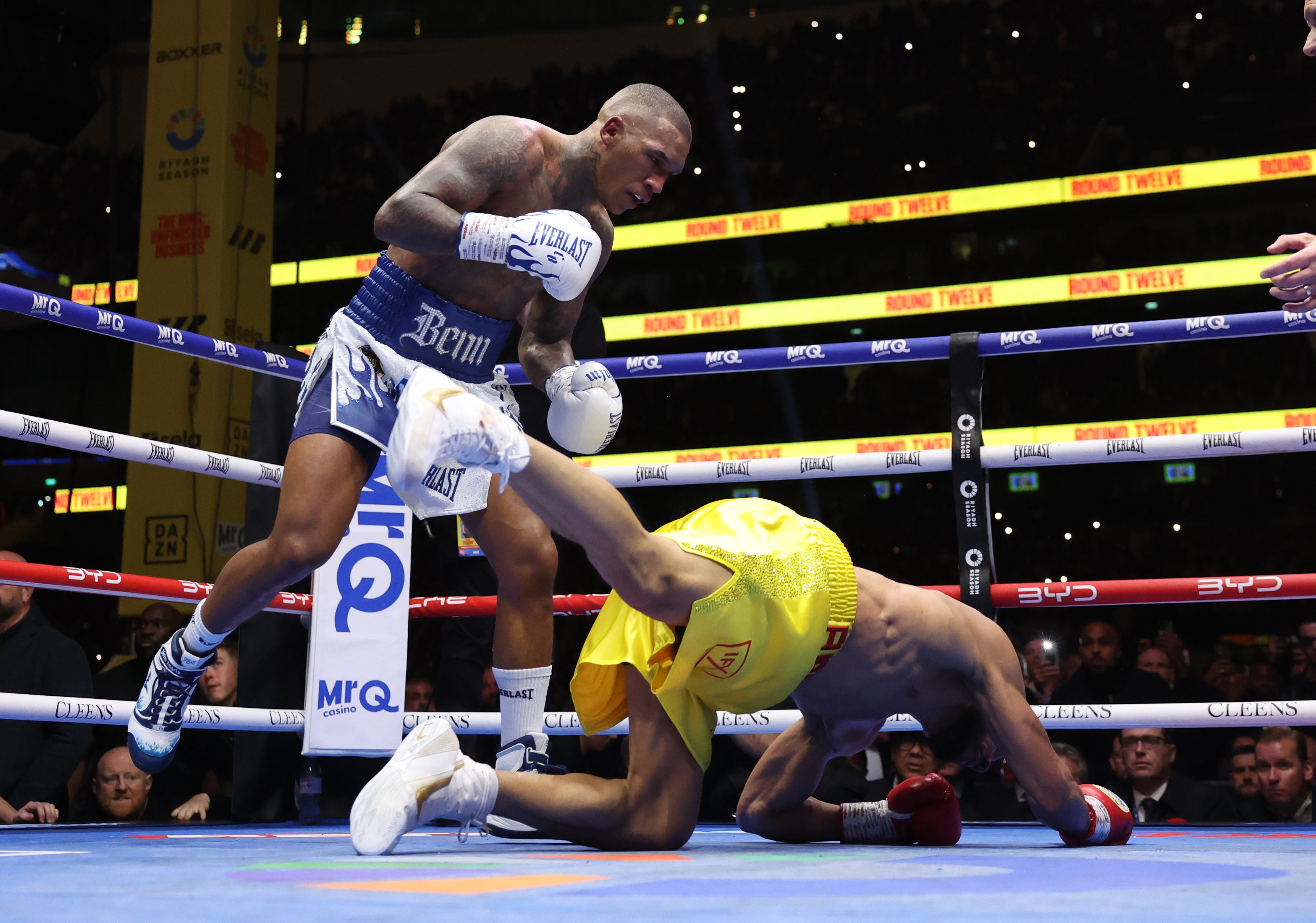 Chris Eubank Jr and Conor Benn in action.