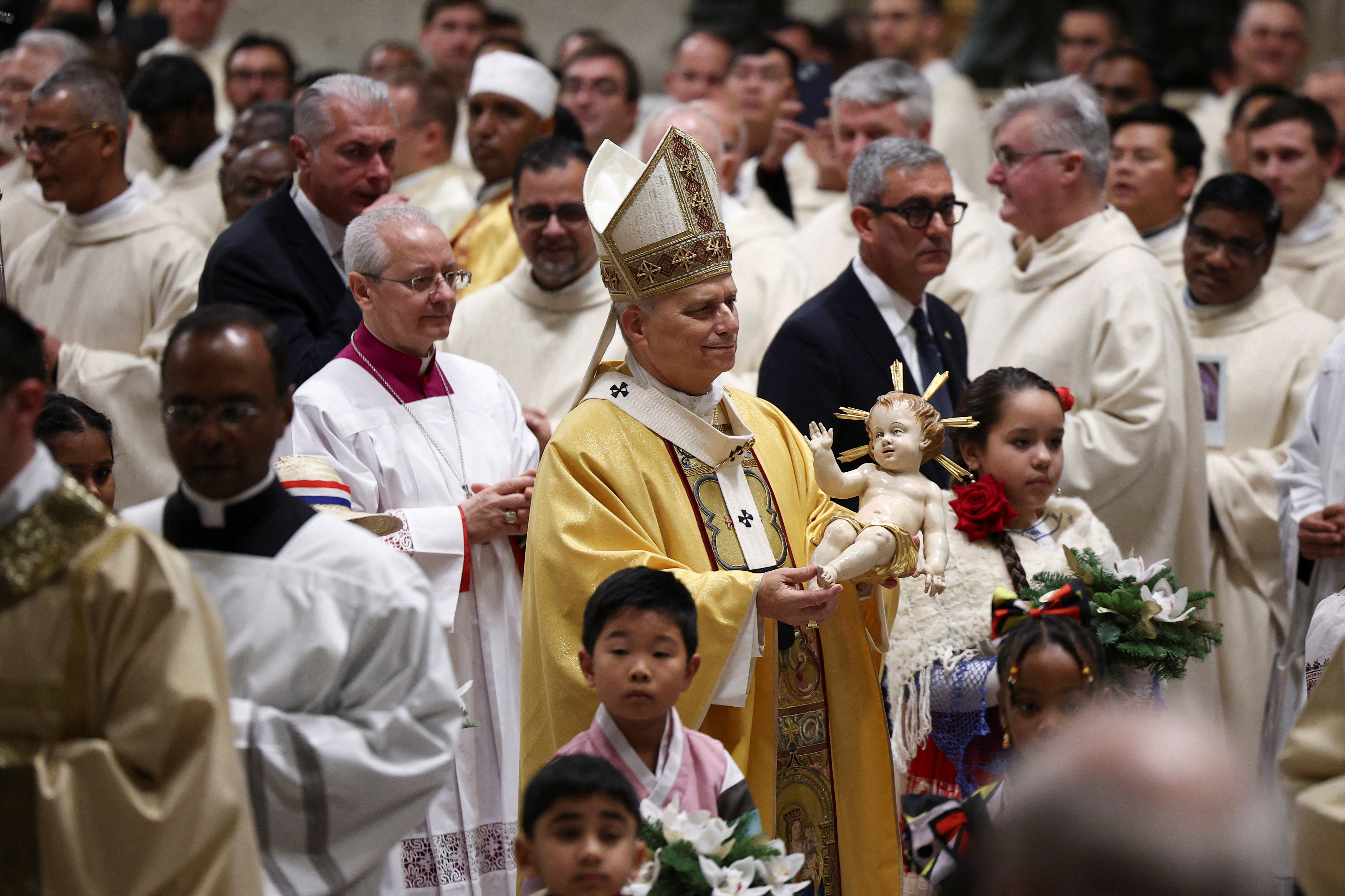 Pope Leo XIV performs the Christmas mass at St Peter's Basilica in the Vatican