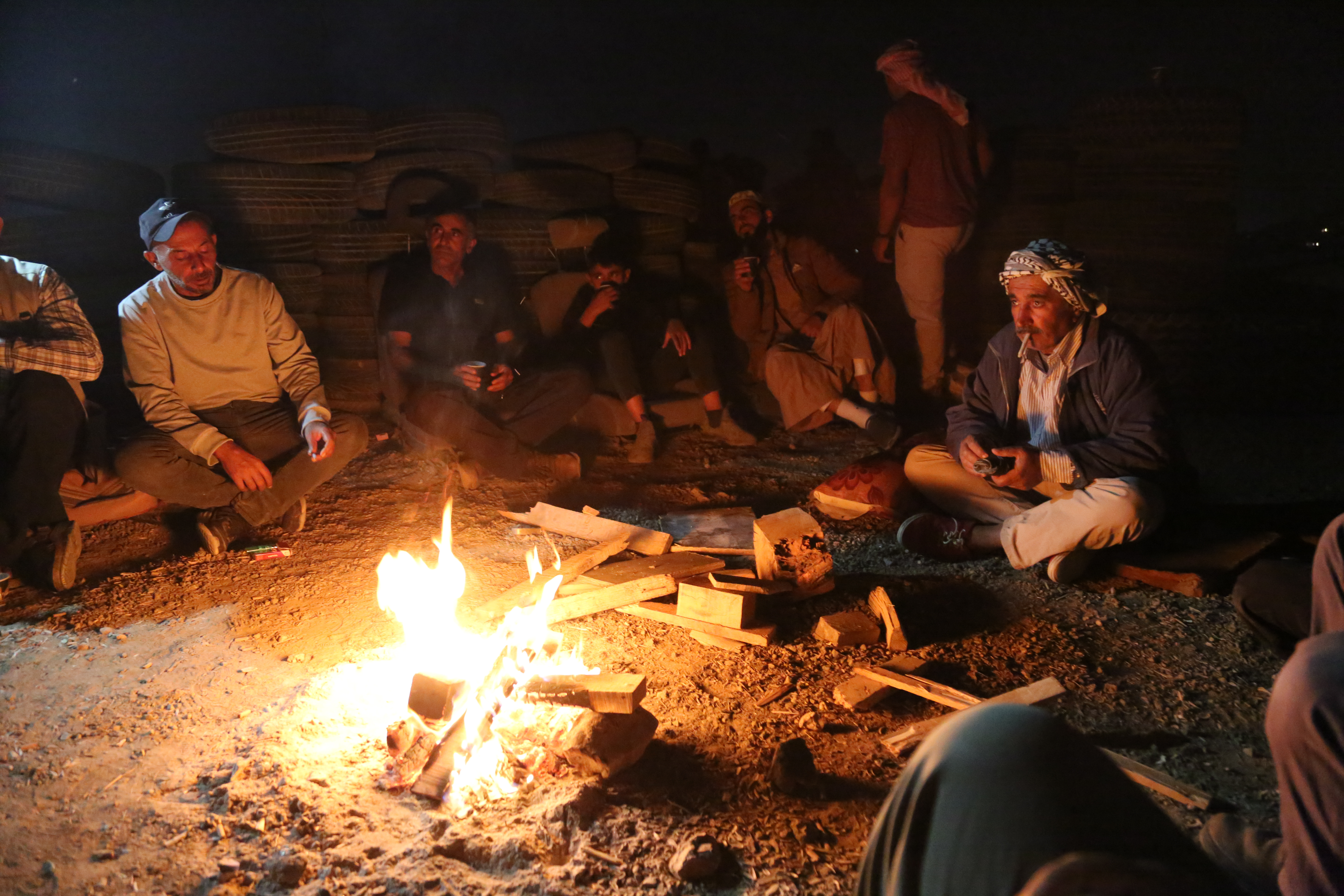 The night guardians around their fire