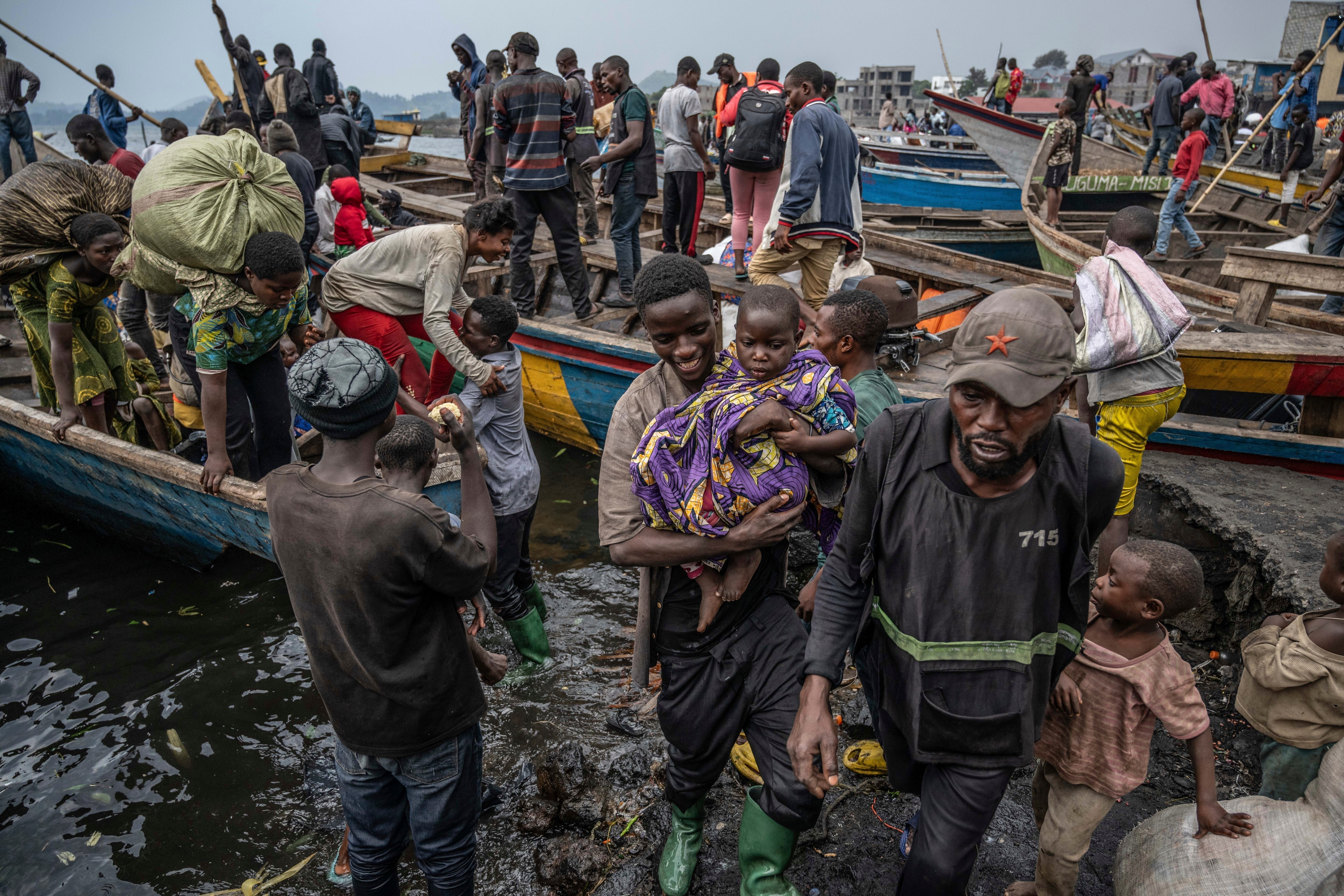People fleeing arrive by boat.