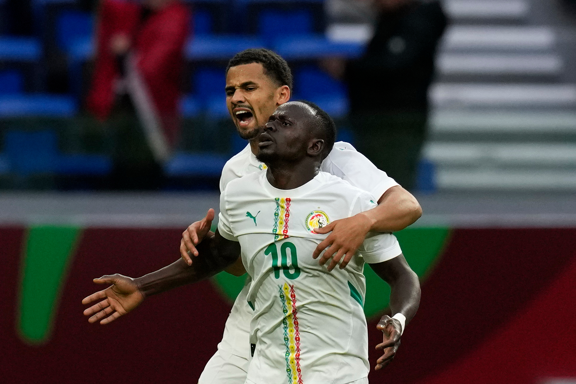 Senegal's Sadio Mane celebrates scoring a goal.