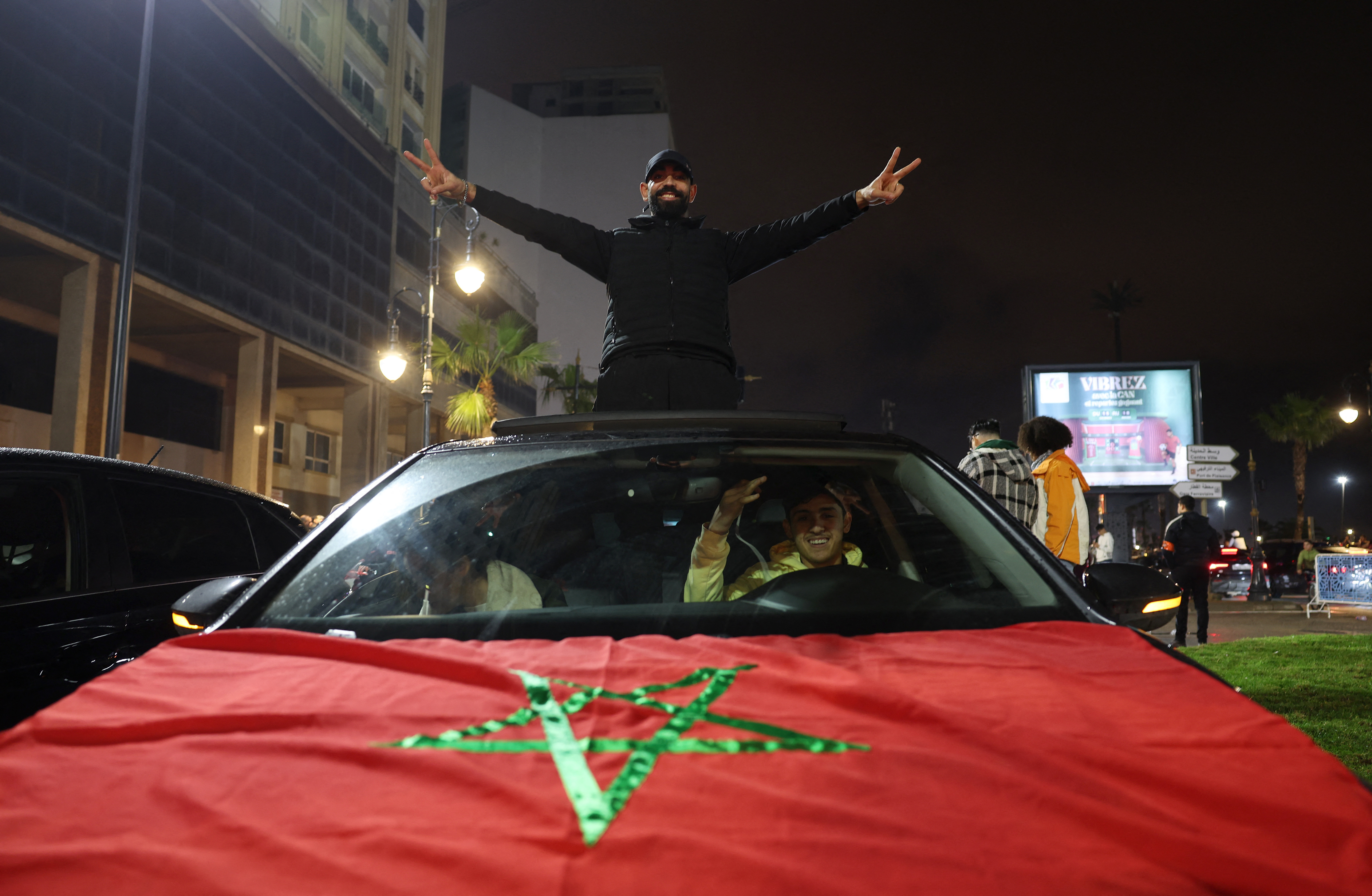 Morocco and Senegal celebrate advancing to the AFCON final showdown