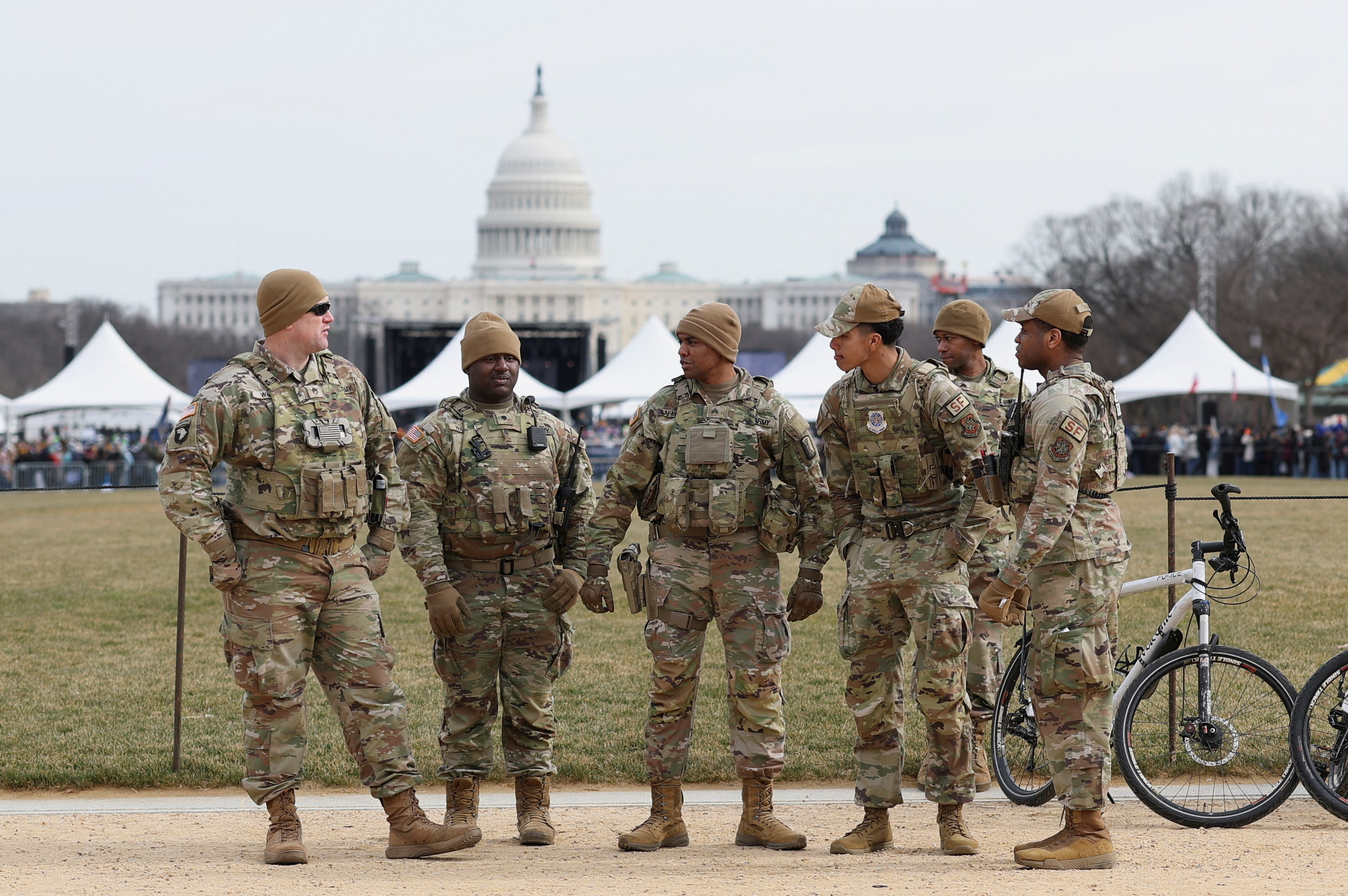 National Guard members stand guard on the National Mall during the annual "March for Life" in Washington, D.C., U.S., January 23, 2026. REUTERS/Kylie Cooper