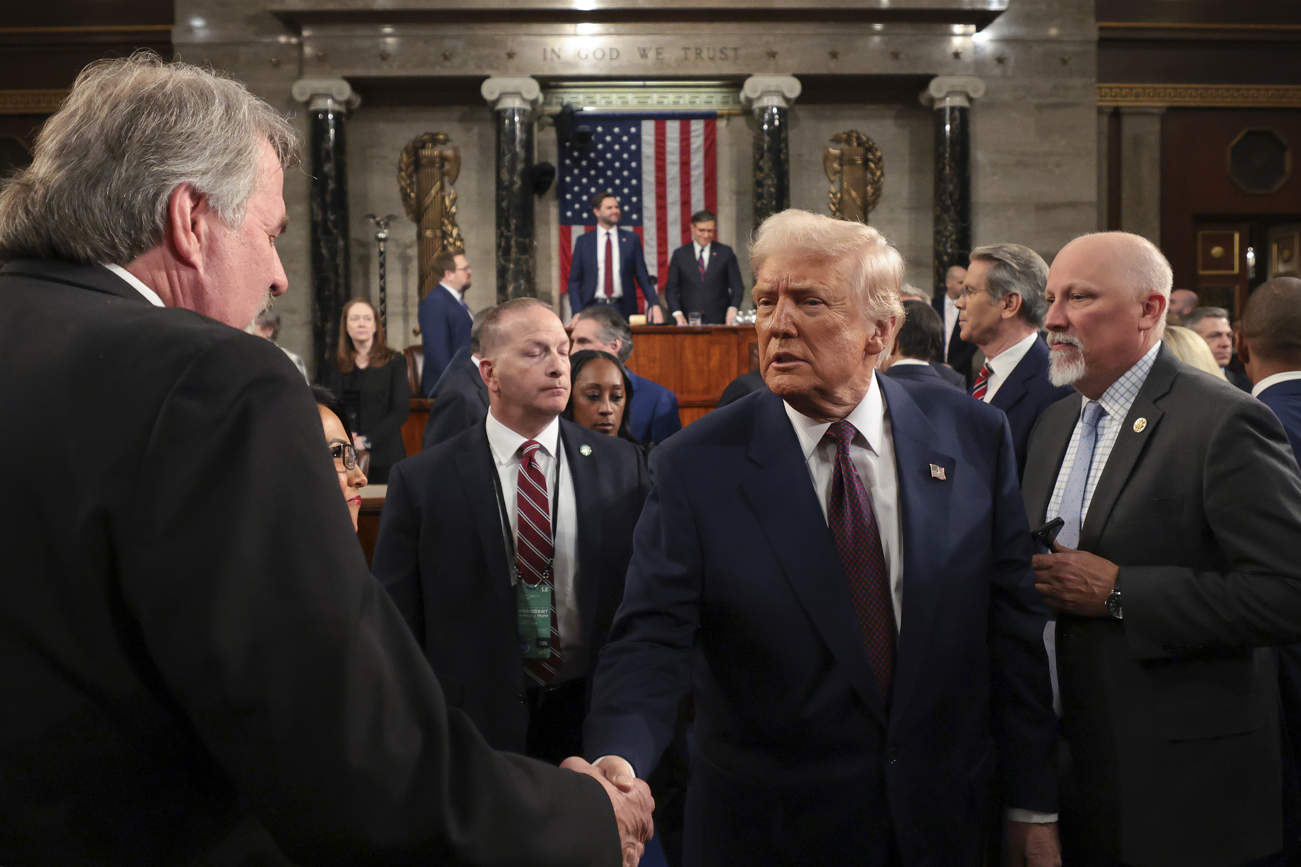 Trump walks through crowd after his 2025 State of the Union