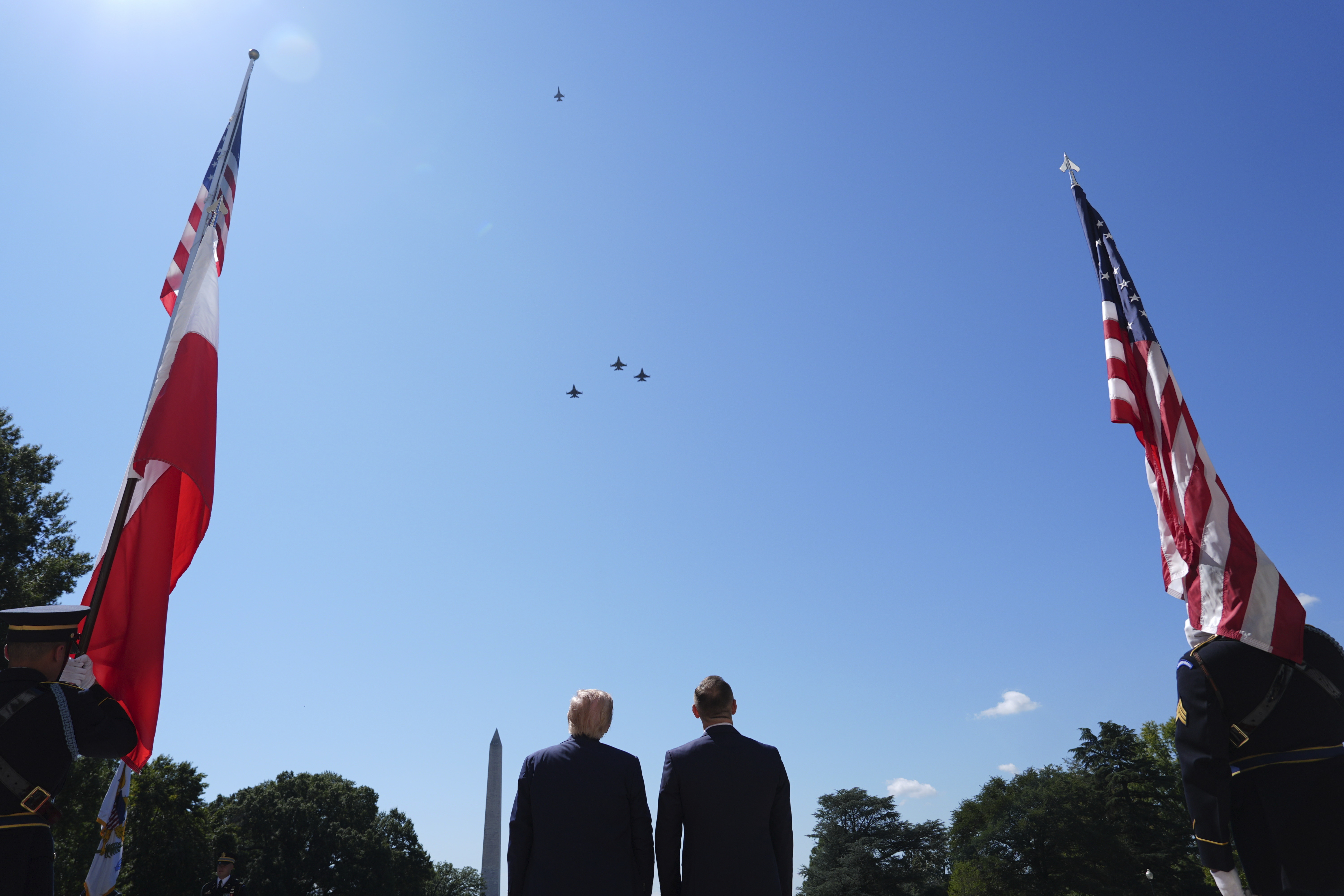 Trump and Karol Nawrocki watch a flyover
