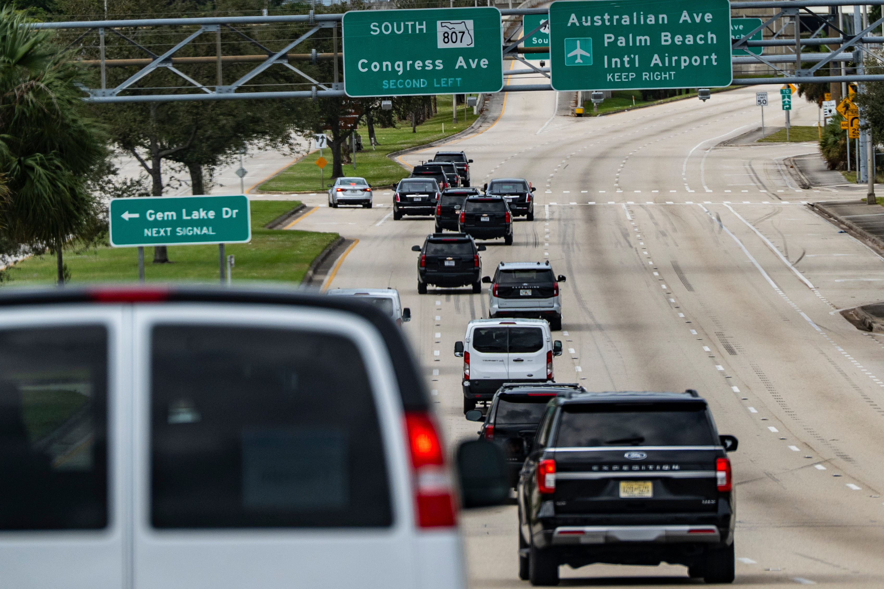 Trump's motorcade in Palm Beach, Florida