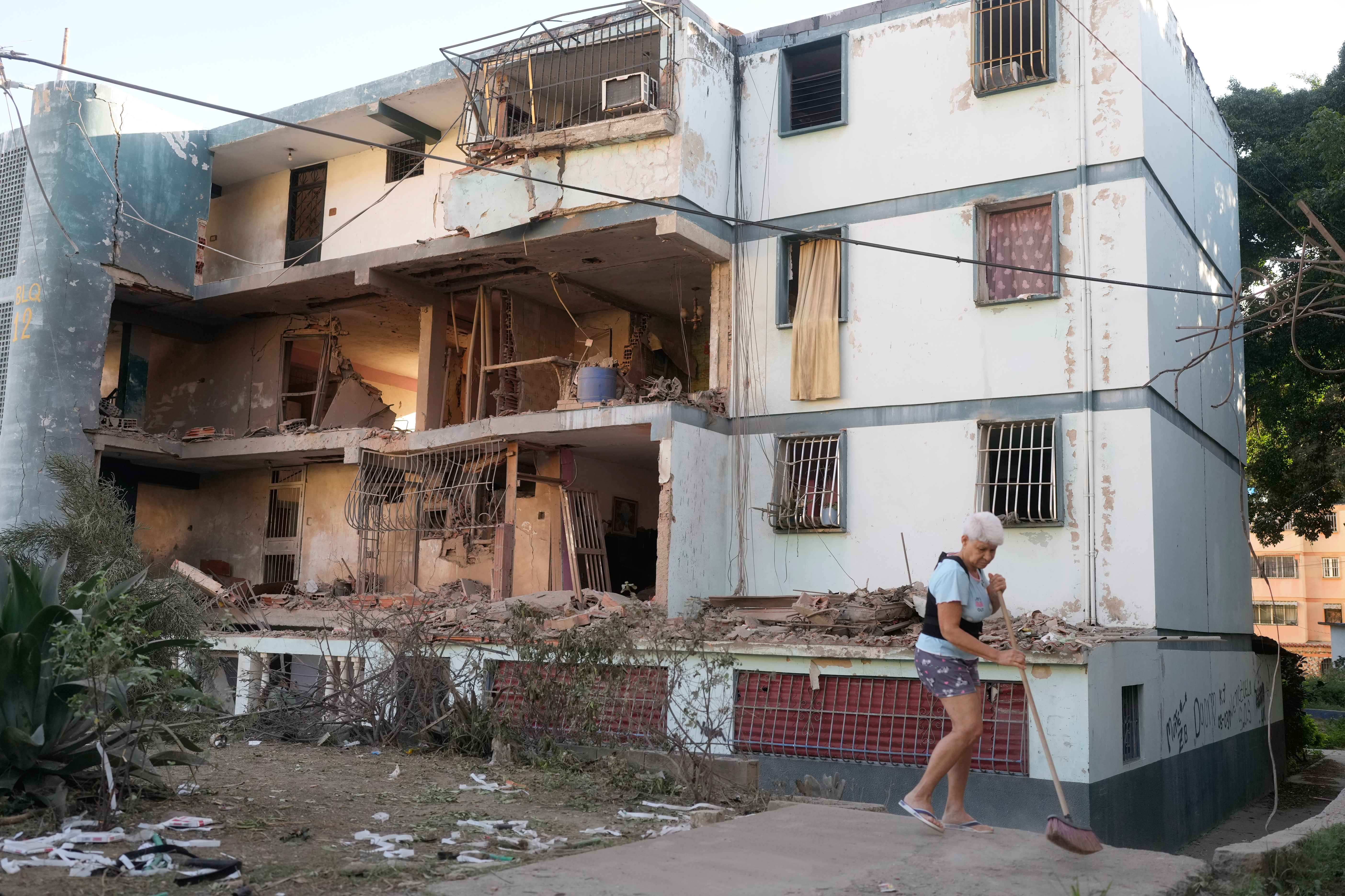A building shows damage in Catia La Mar after a US attack on Venezuela