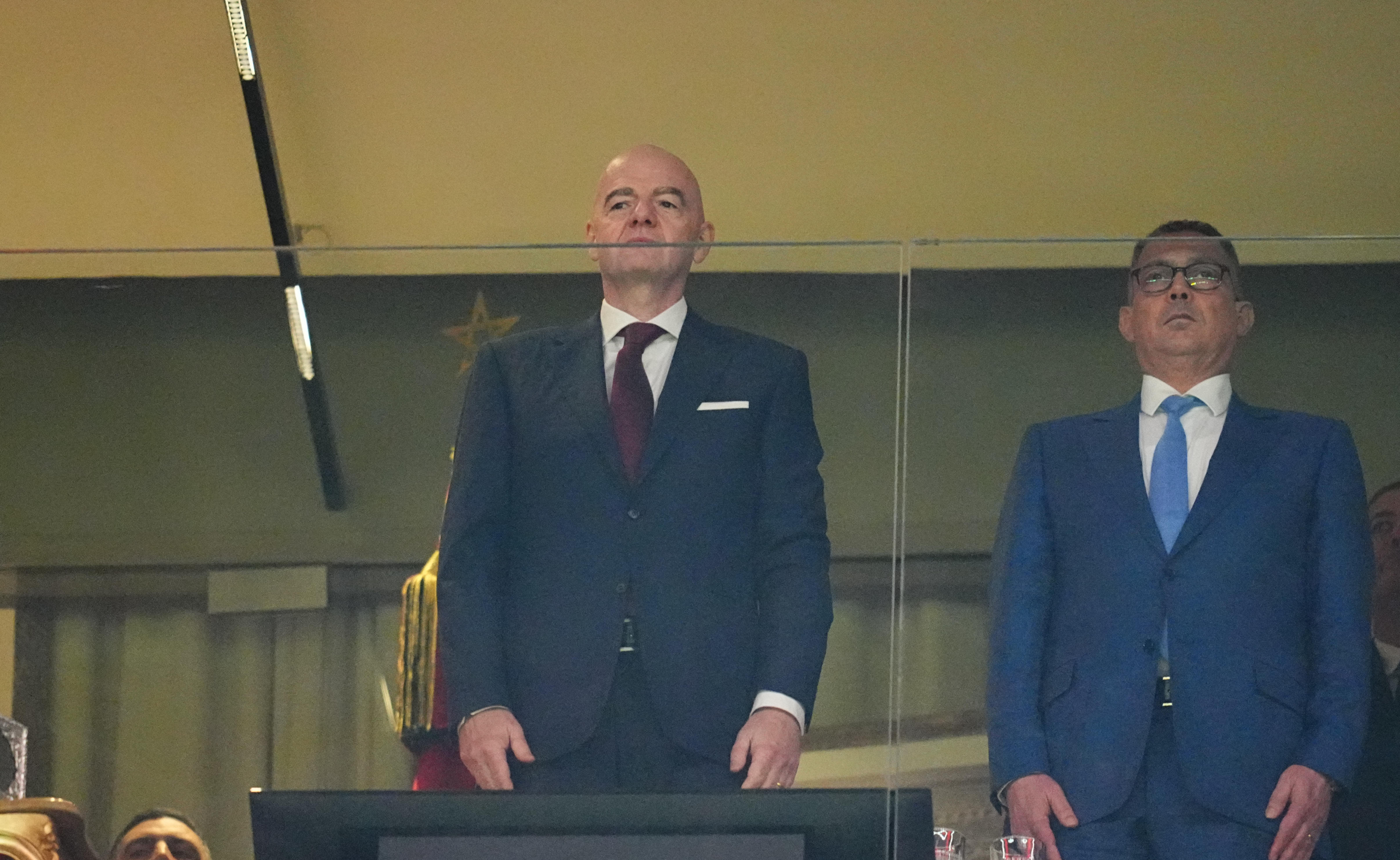 Gianni Infantino reacts.