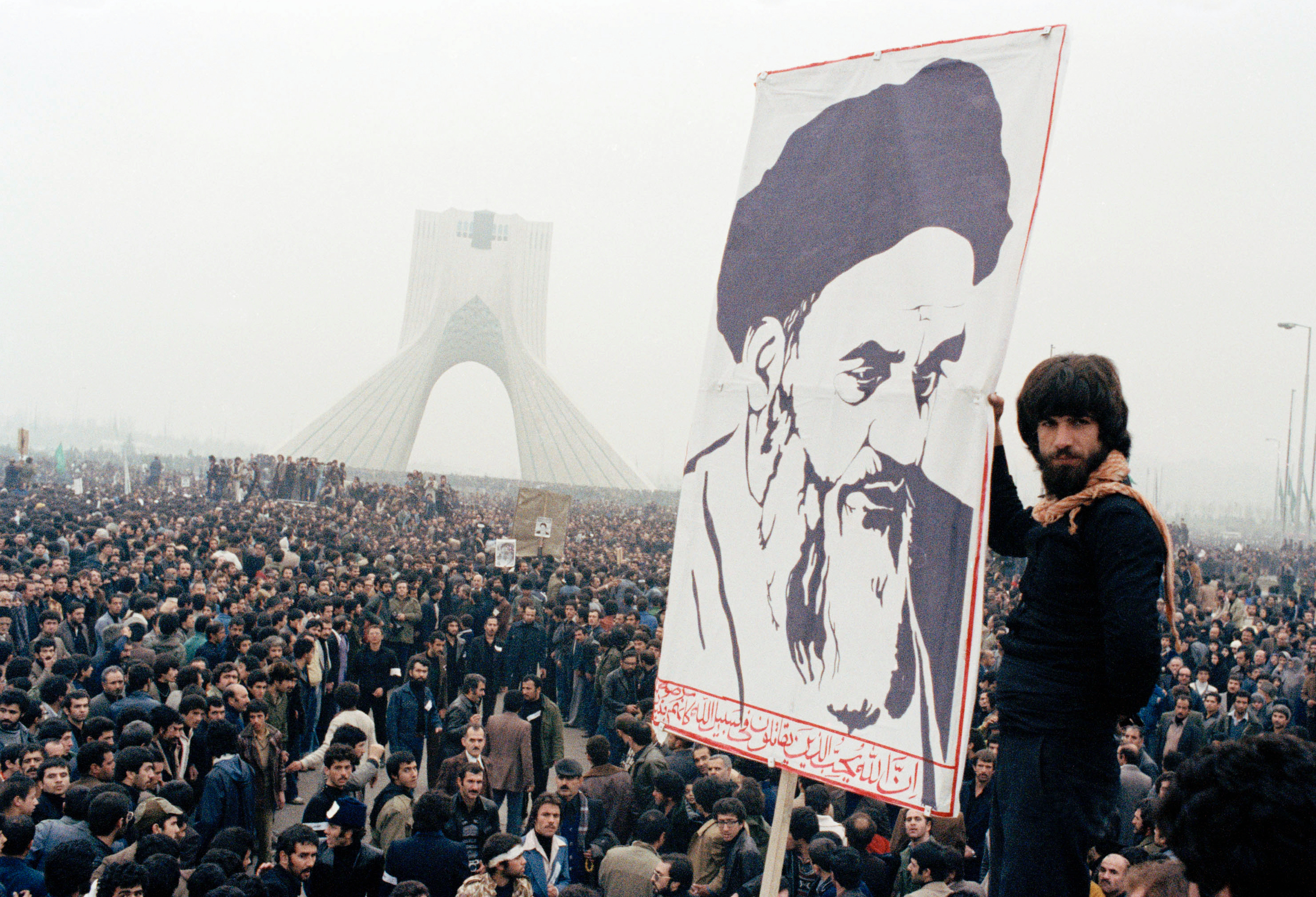 FILE - In this Oct. 9, 1978 file photo, Iranian protesters demonstrate against Shah Mohammad Reza Pahlavi in Tehran, Iran. (AP Photo, File)