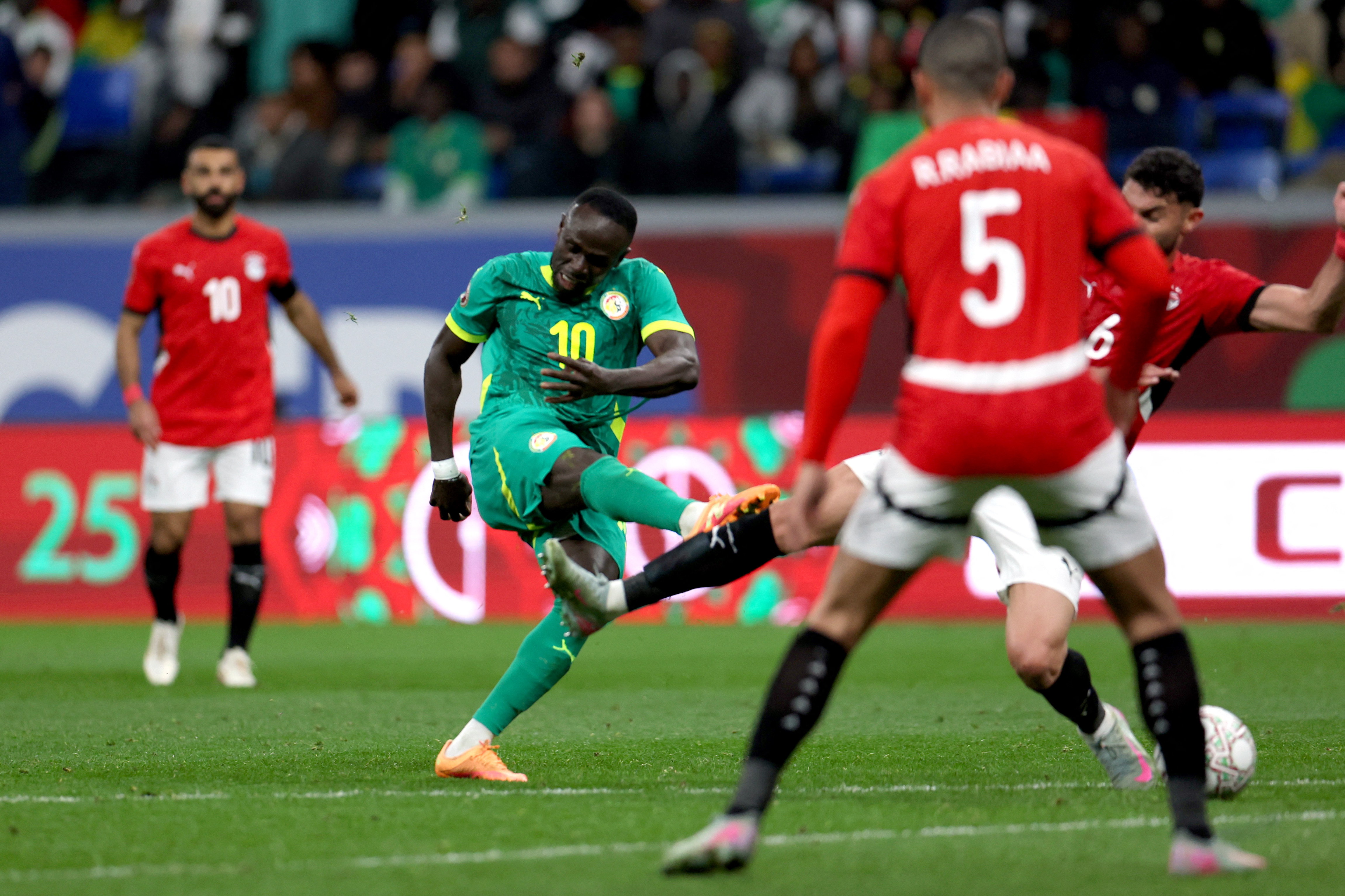 Soccer Football - CAF Africa Cup of Nations - Morocco 2025 - Semi Final - Senegal v Egypt - Tangier Grand Stadium, Tangier, Morocco - January 14, 2026 Senegal's Sadio Mane scores their first goal REUTERS/Amr Abdallah Dalsh