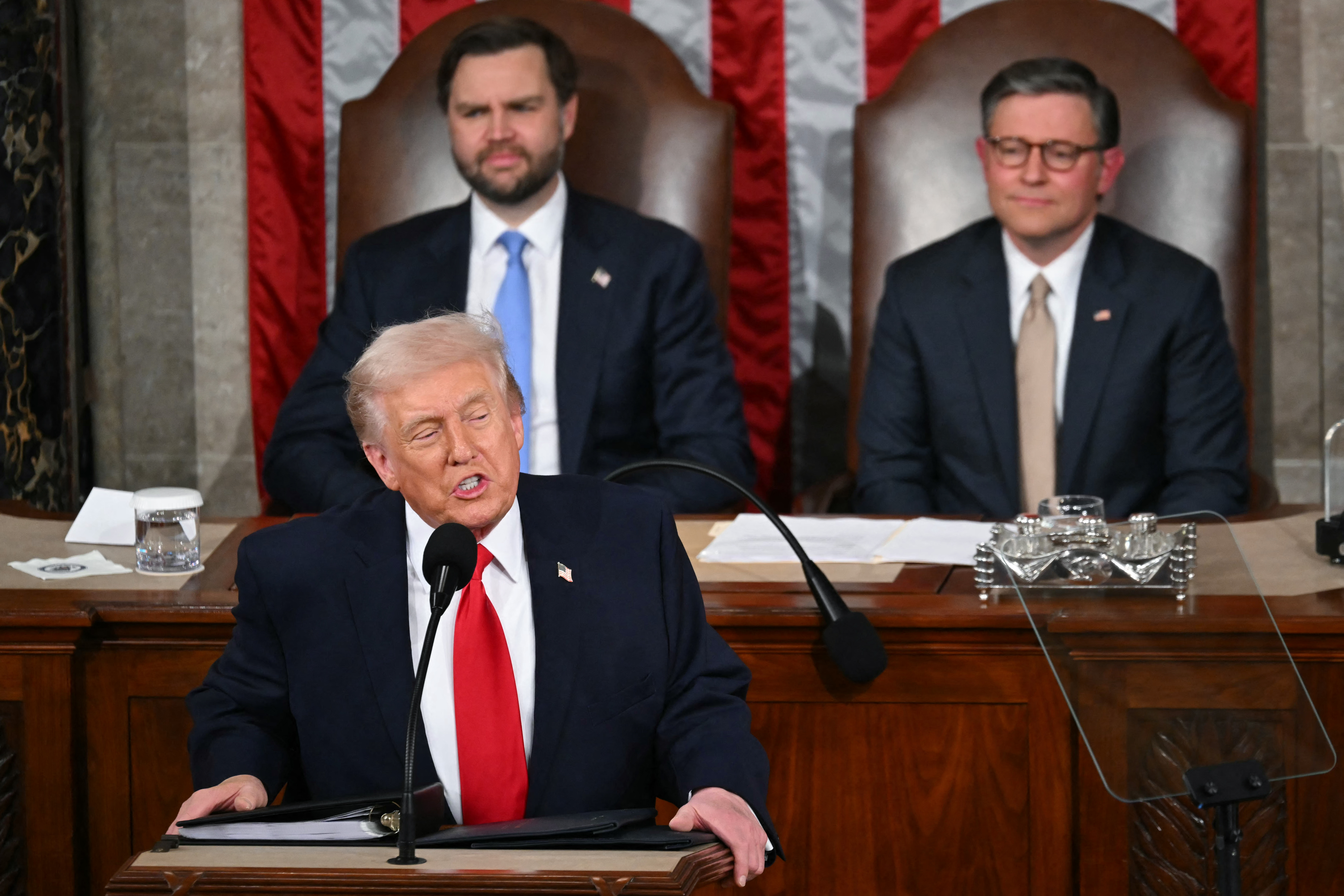 US President Donald Trump delivers the State of the Union address.