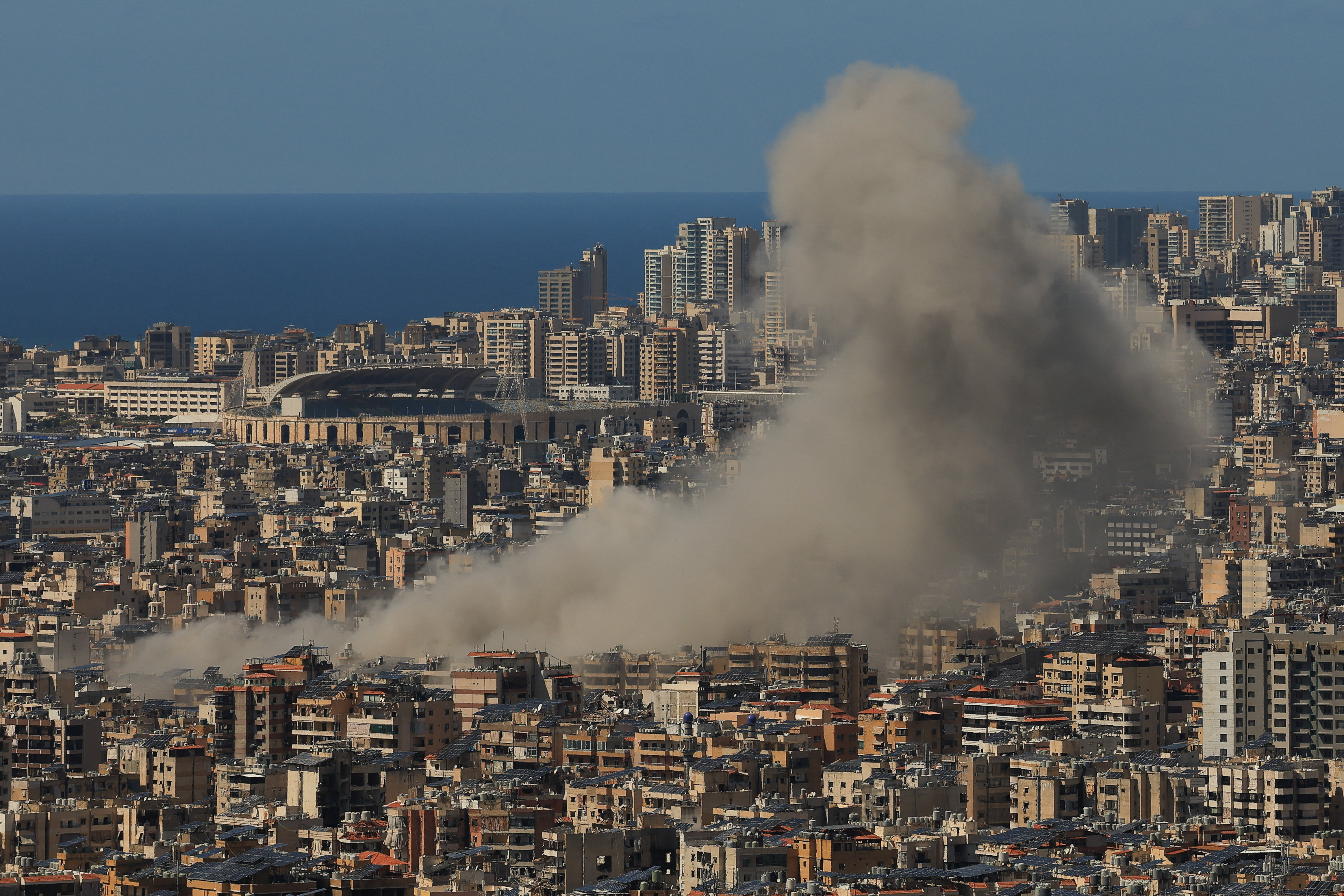 Smoke rises after an Israeli airstrike