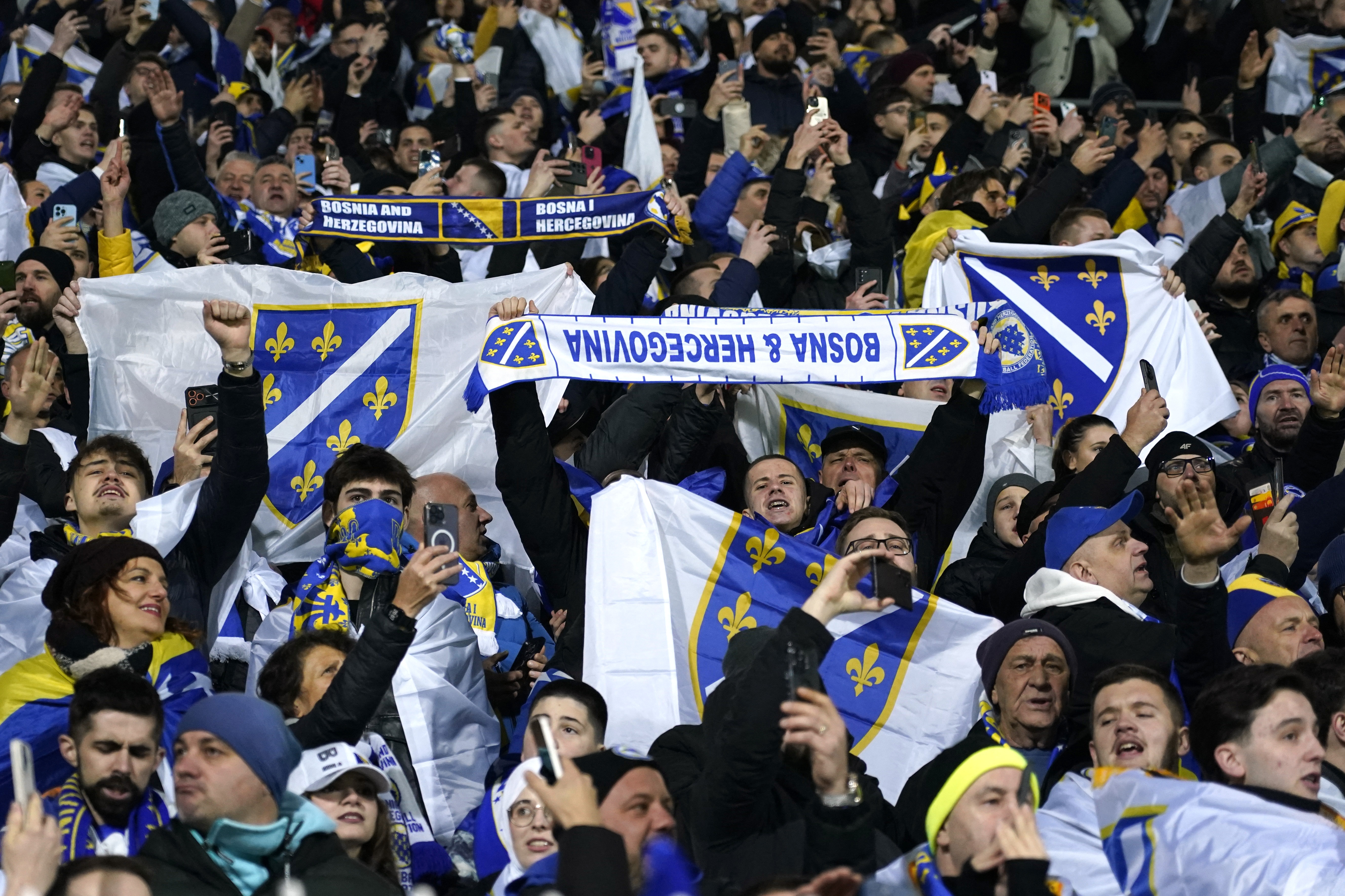 Bosnia and Herzegovina fans inside the stadium before the Italy match