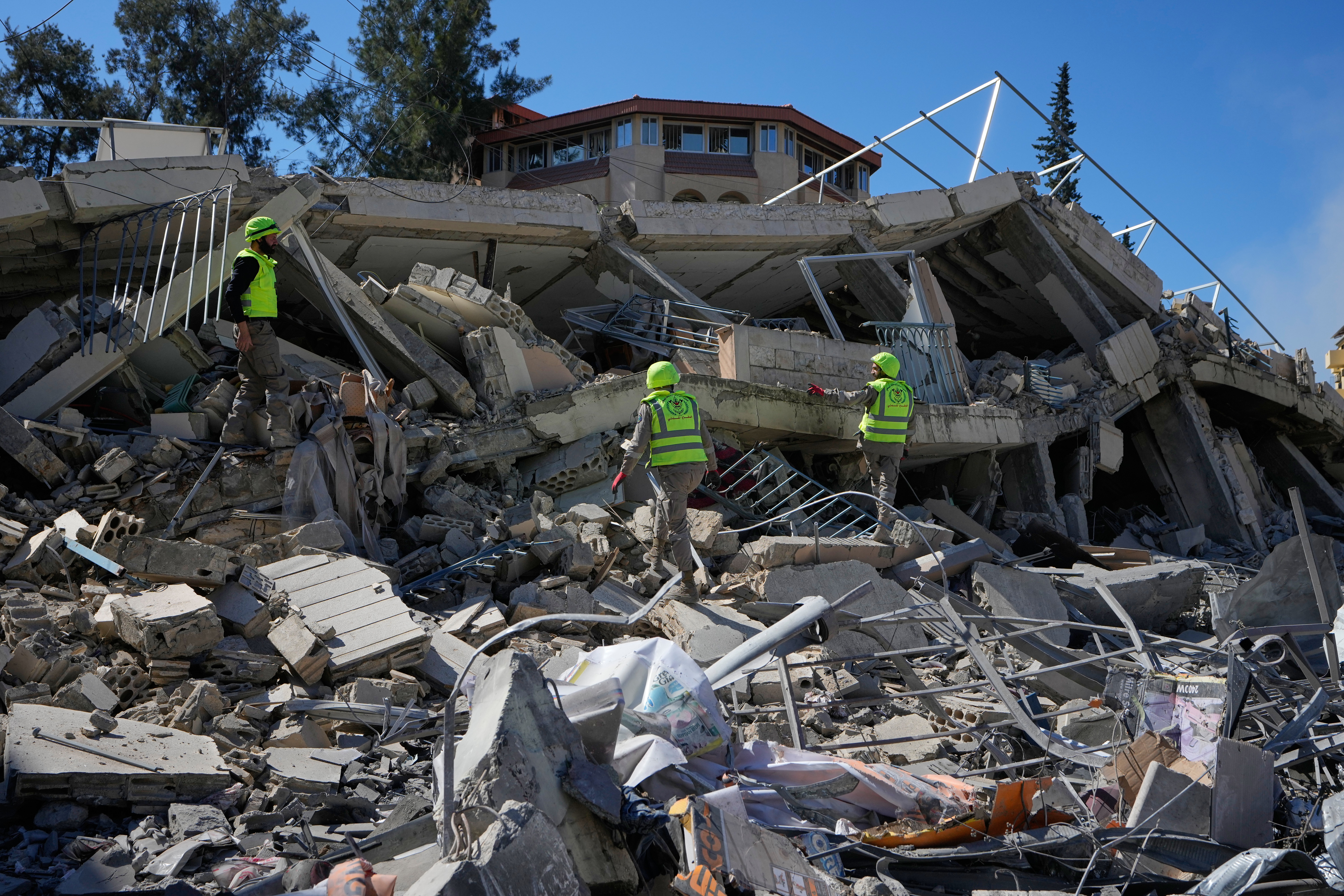 Buildings devastated by Israeli strikes in Lebanon, death toll rises to 77