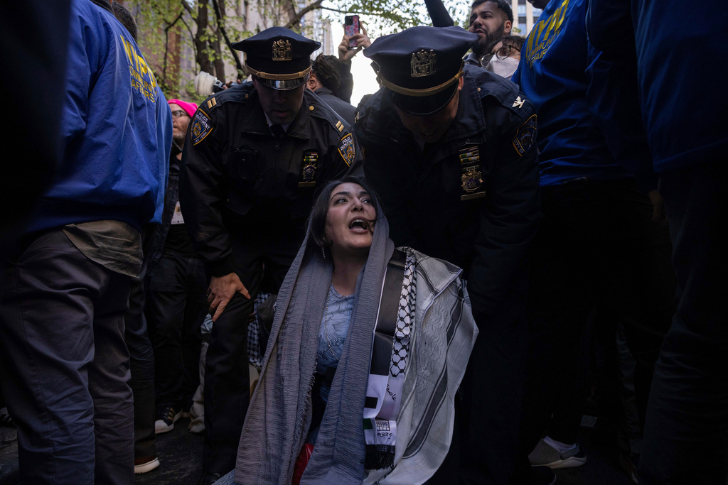 Nerdeen Kiswani being arrested during a pro-Palestine demonstration