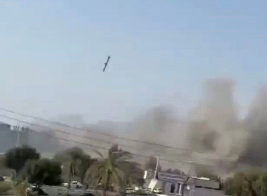 A screenshot of a video showing a missile dropping on the school in Manib, Iran [Courtesy of Ali Bahreini]