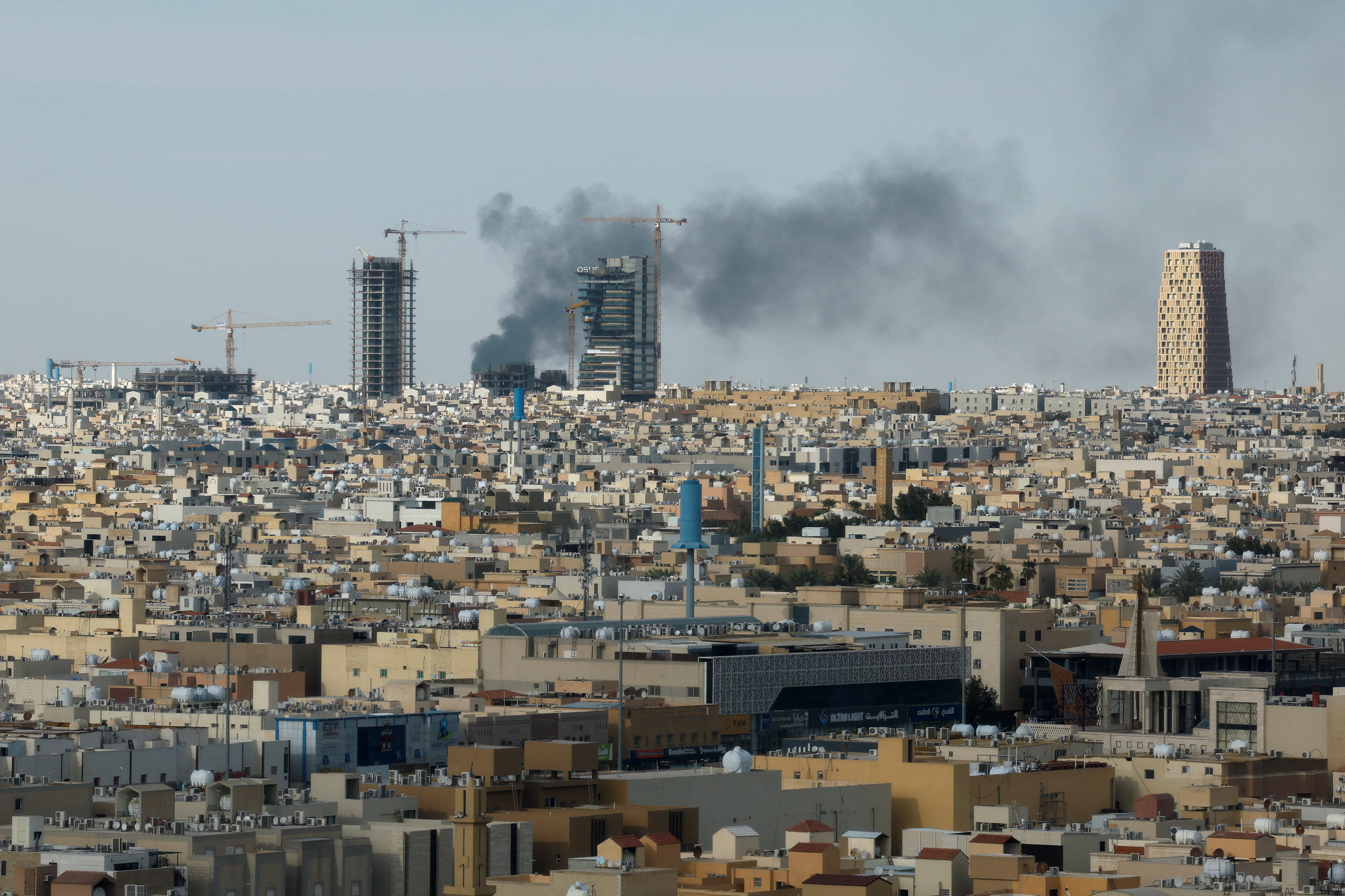 Smoke rises above the city, amid the U.S.-Israeli conflict with Iran, in Riyadh, Saudi Arabia, March 5, 2026. REUTERS/Stringer