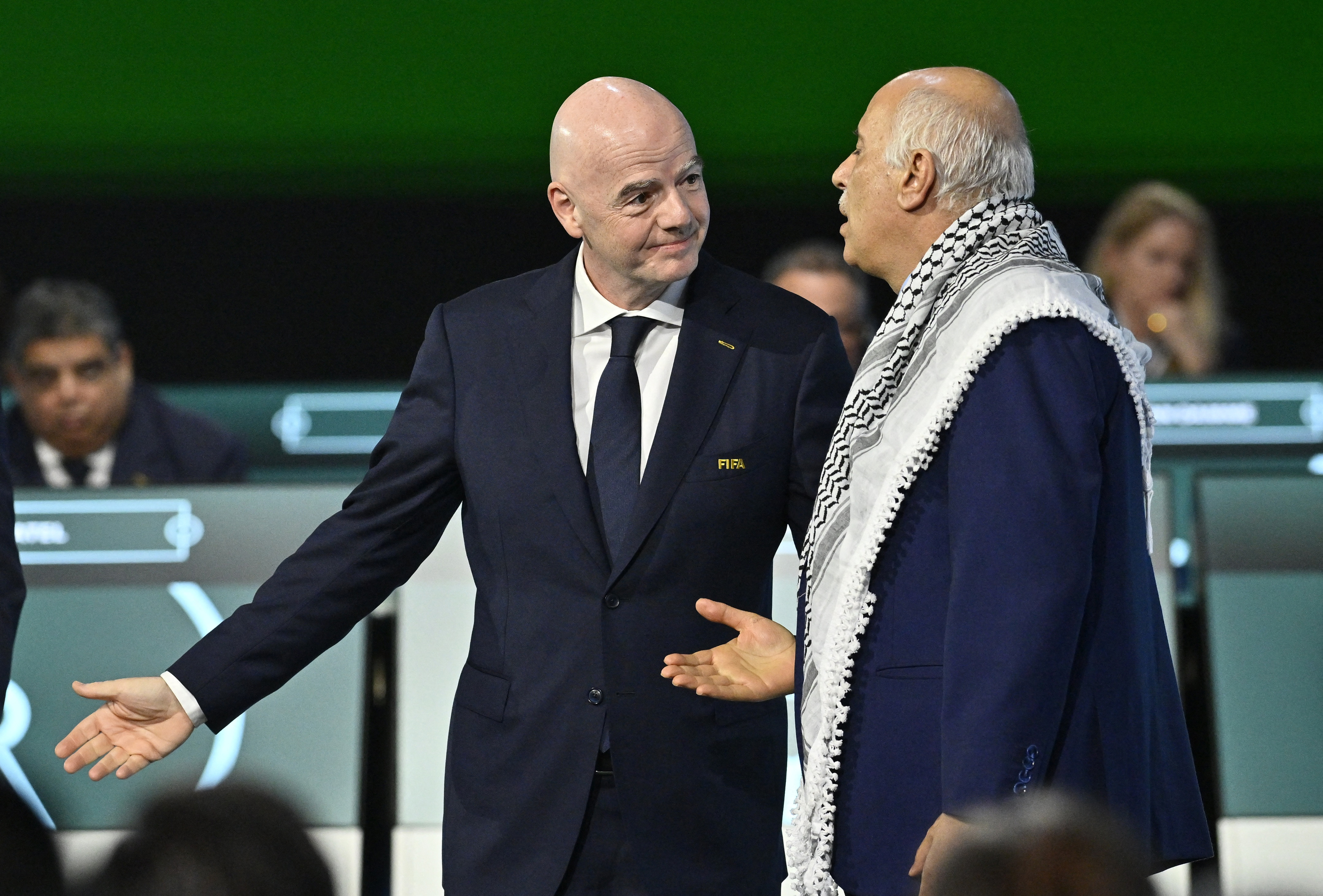 FIFA President Gianni Infantino with Jibril Rajoub, President of the Palestine Football association during the congress
