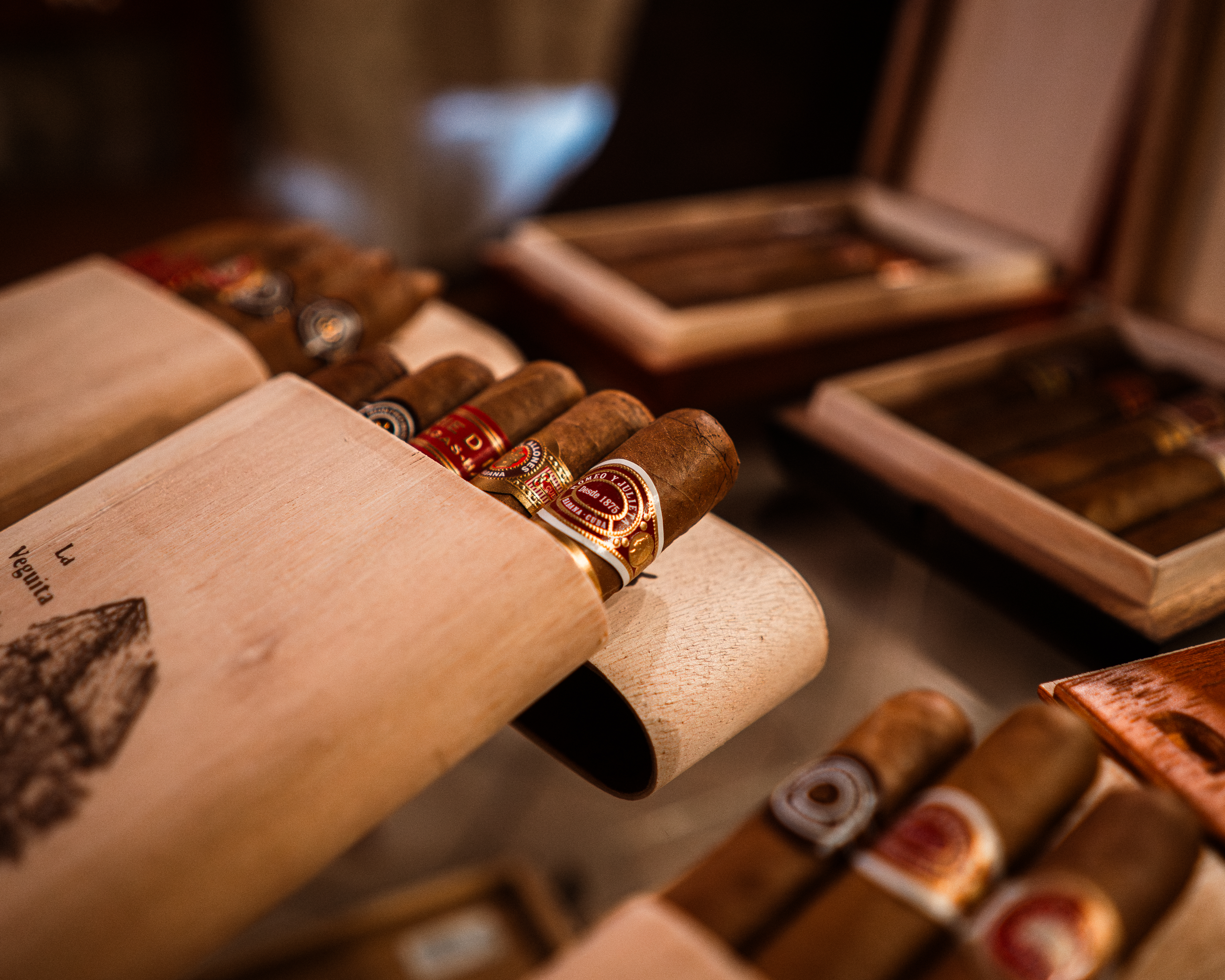 Cigars in a cigar case at a store in Havana