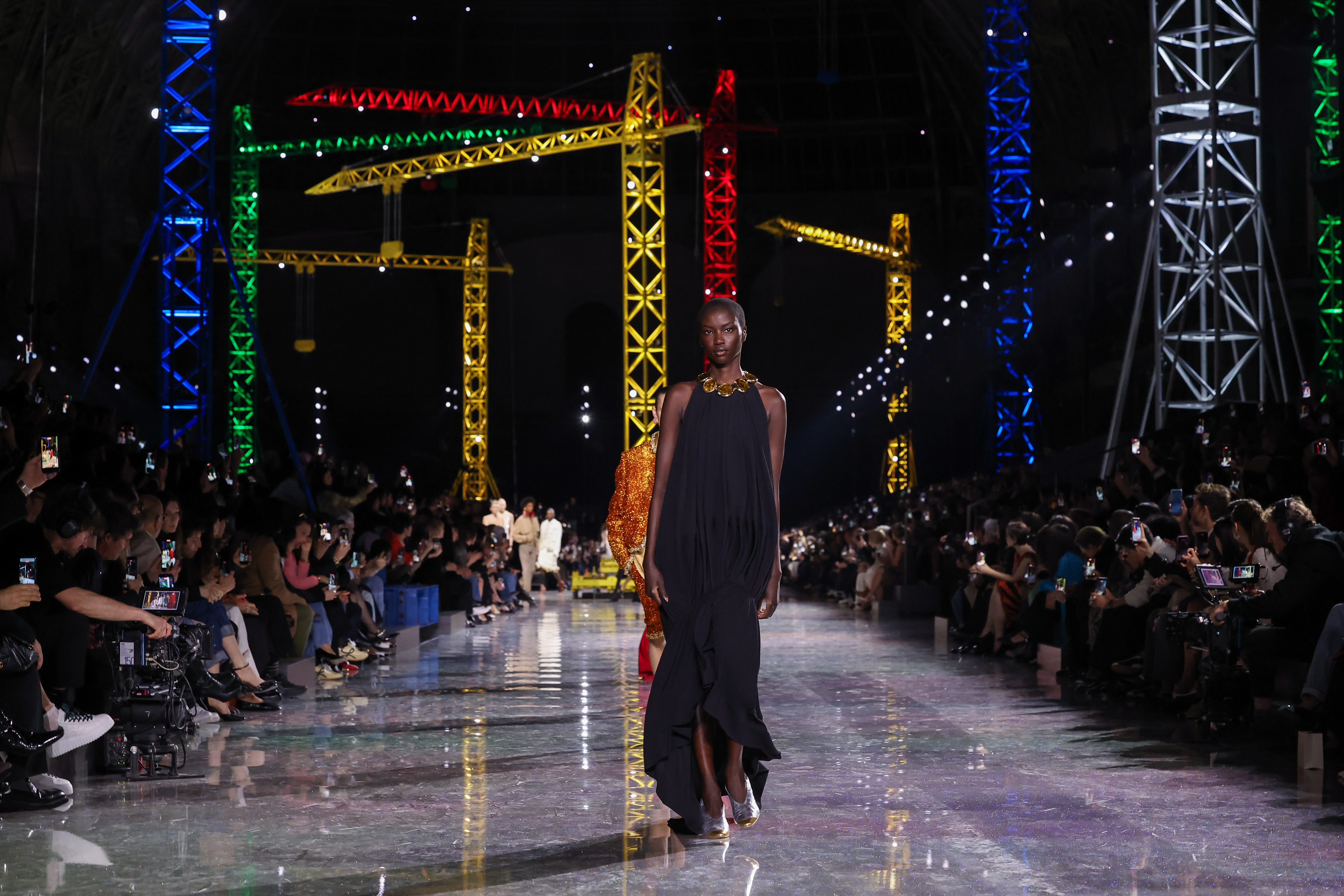 Anok Yai walks the runway during the Chanel Womenswear Fall/Winter 2026-2027 show as part of Paris Fashion Week on March 9, 2026, in Paris, France