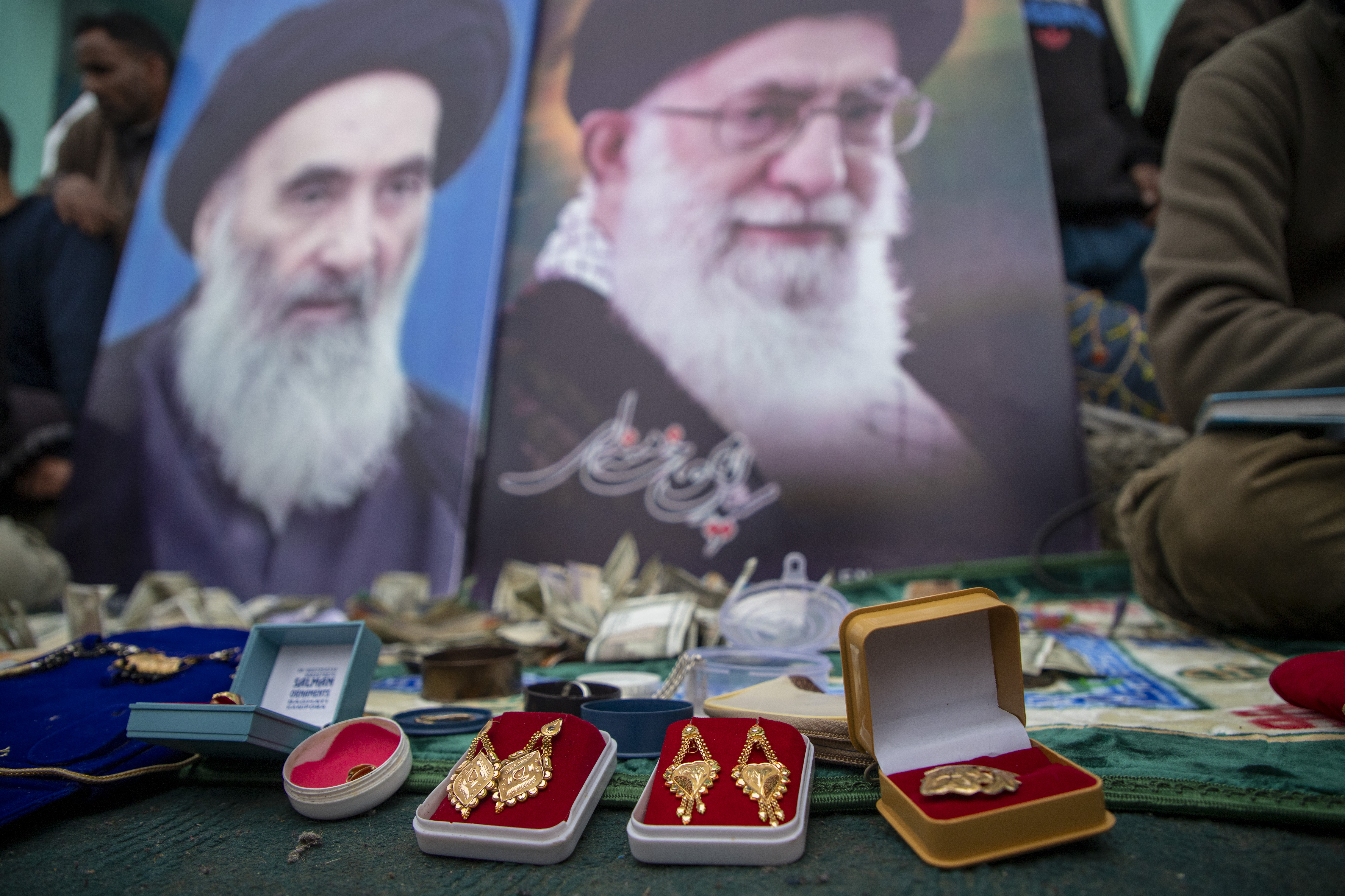 Jewelry donated by women for an Iran aid drive in Indian-administered Kashmir [Junaid Bhat/ Al Jazeera]