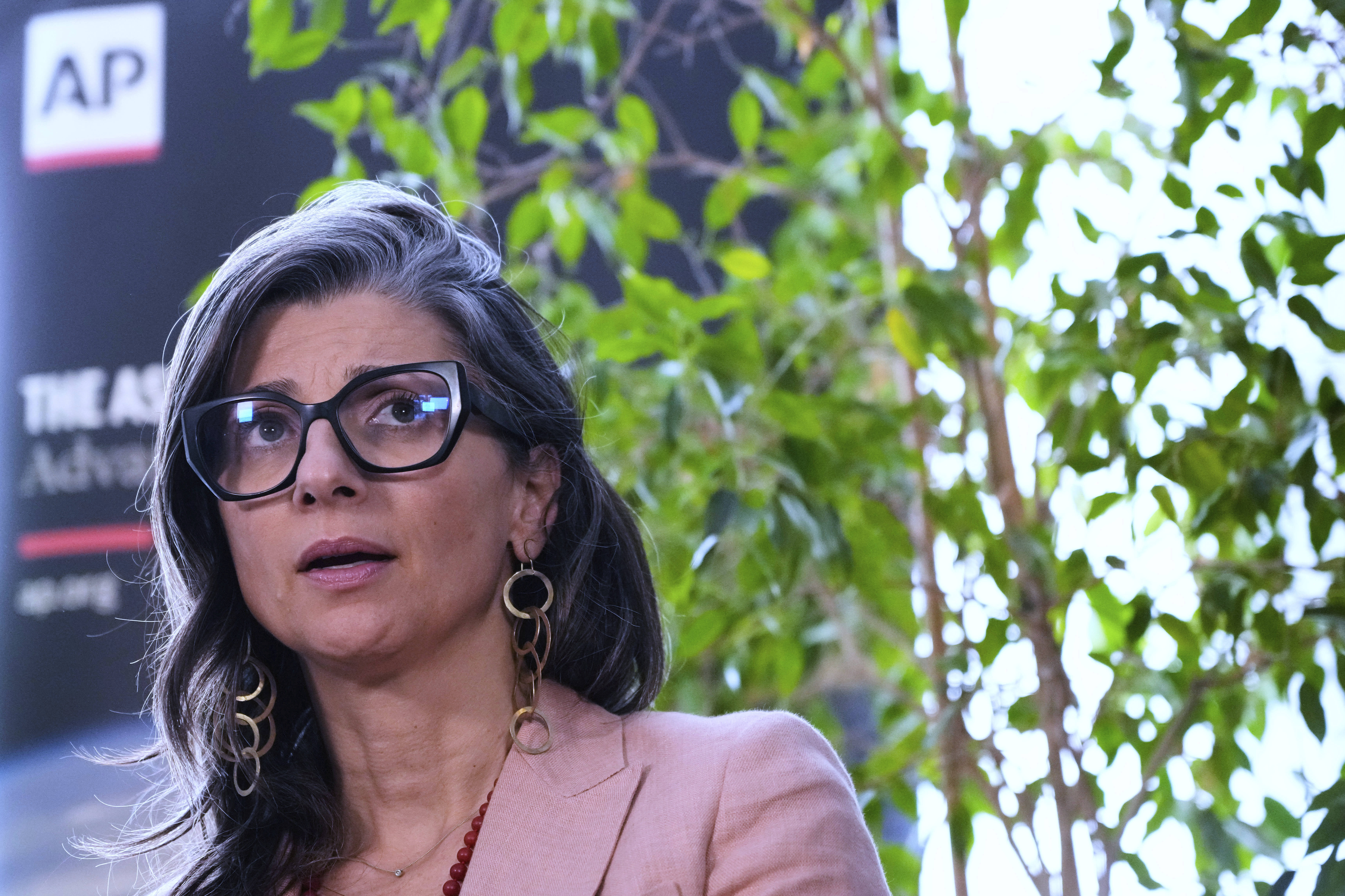 Francesca Albanese, the U.N. special rapporteur for the West Bank and Gaza, is interviewed by the Associated Press in Rome, Tuesday, July 29, 2025. (AP Photo/Gregorio Borgia)