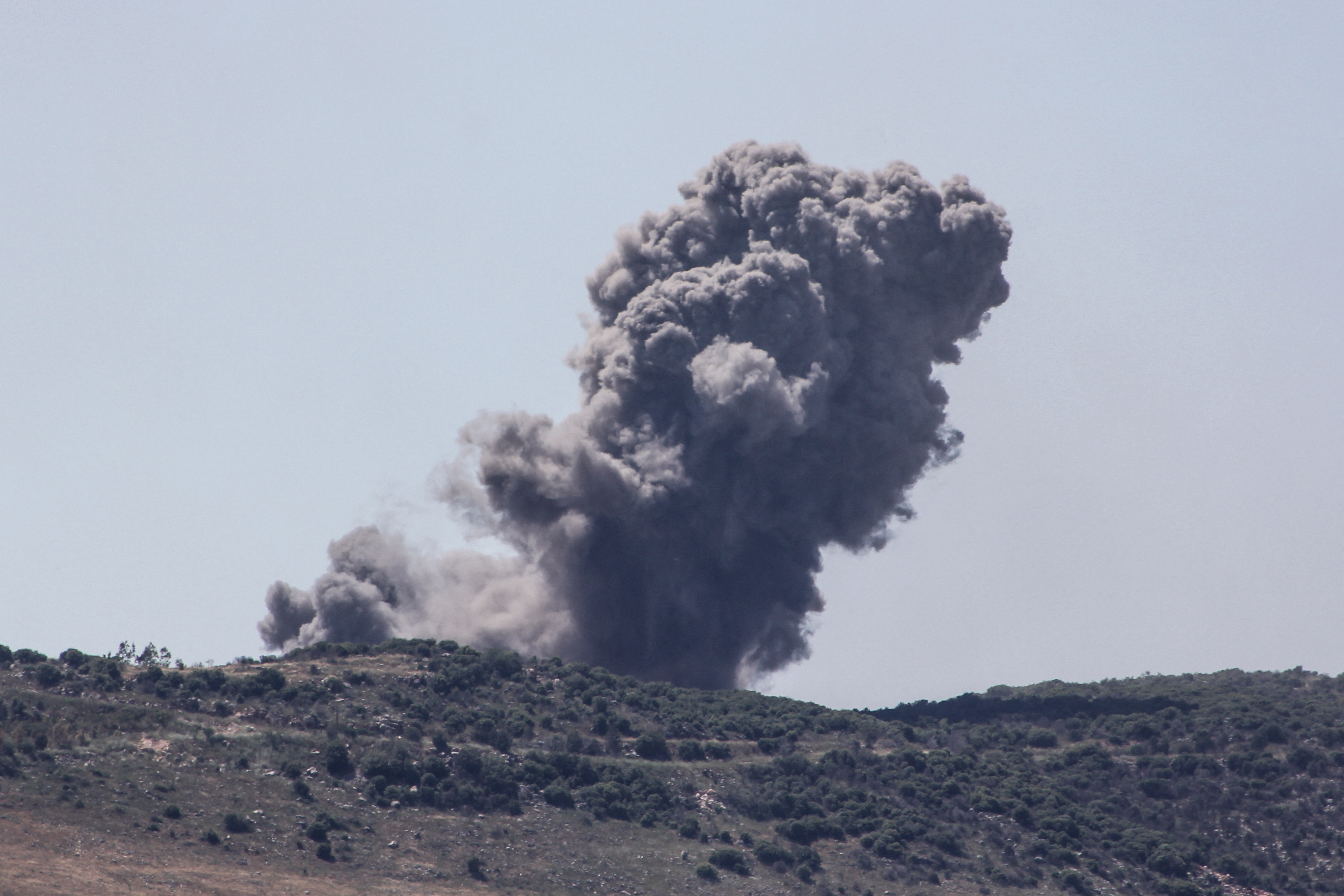 Smoke rises following an Israeli attack on Mazraat Aali al-Taher village in southern Lebanon