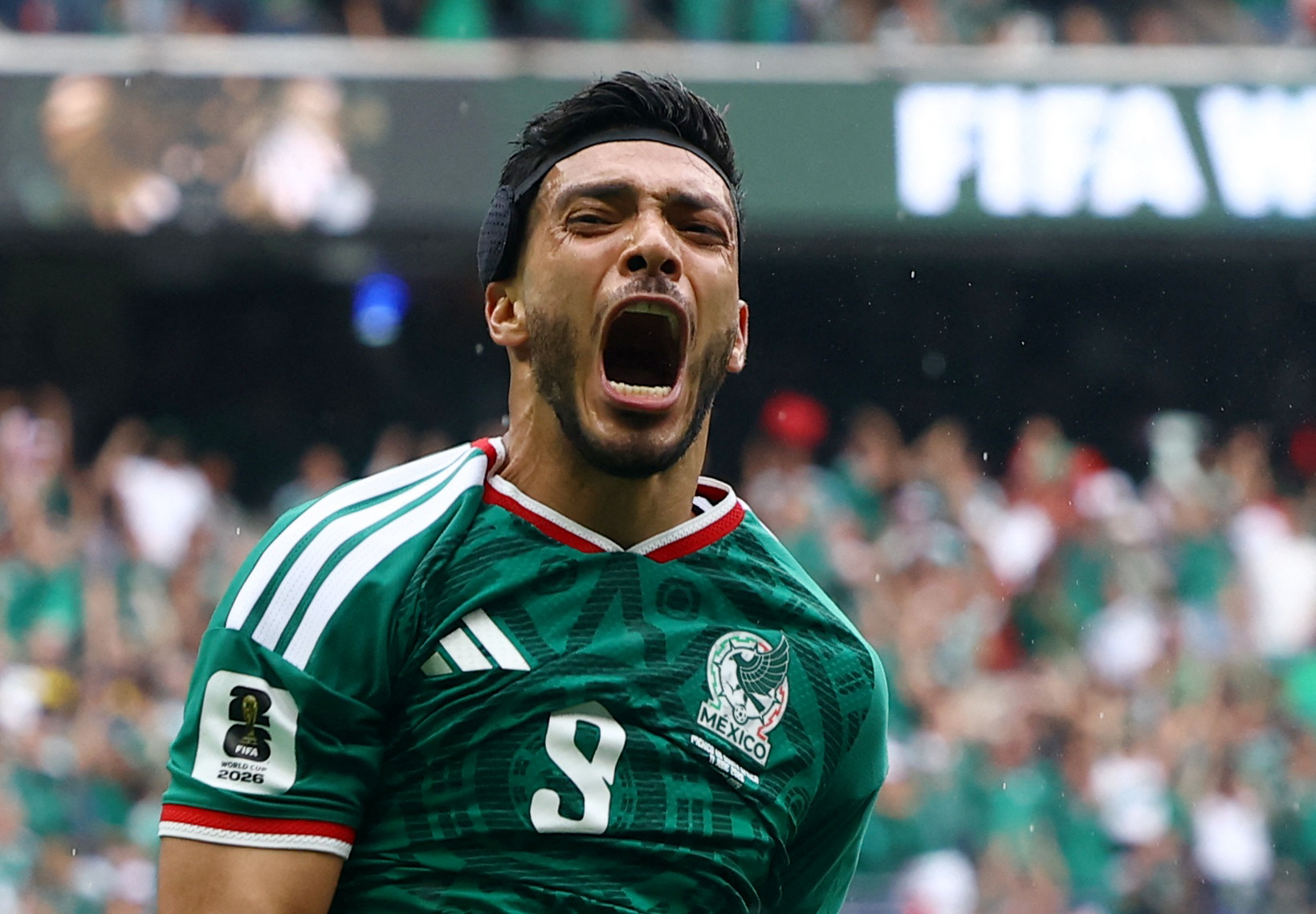 Mexico's Raul Jimenez celebrates scoring their second goal