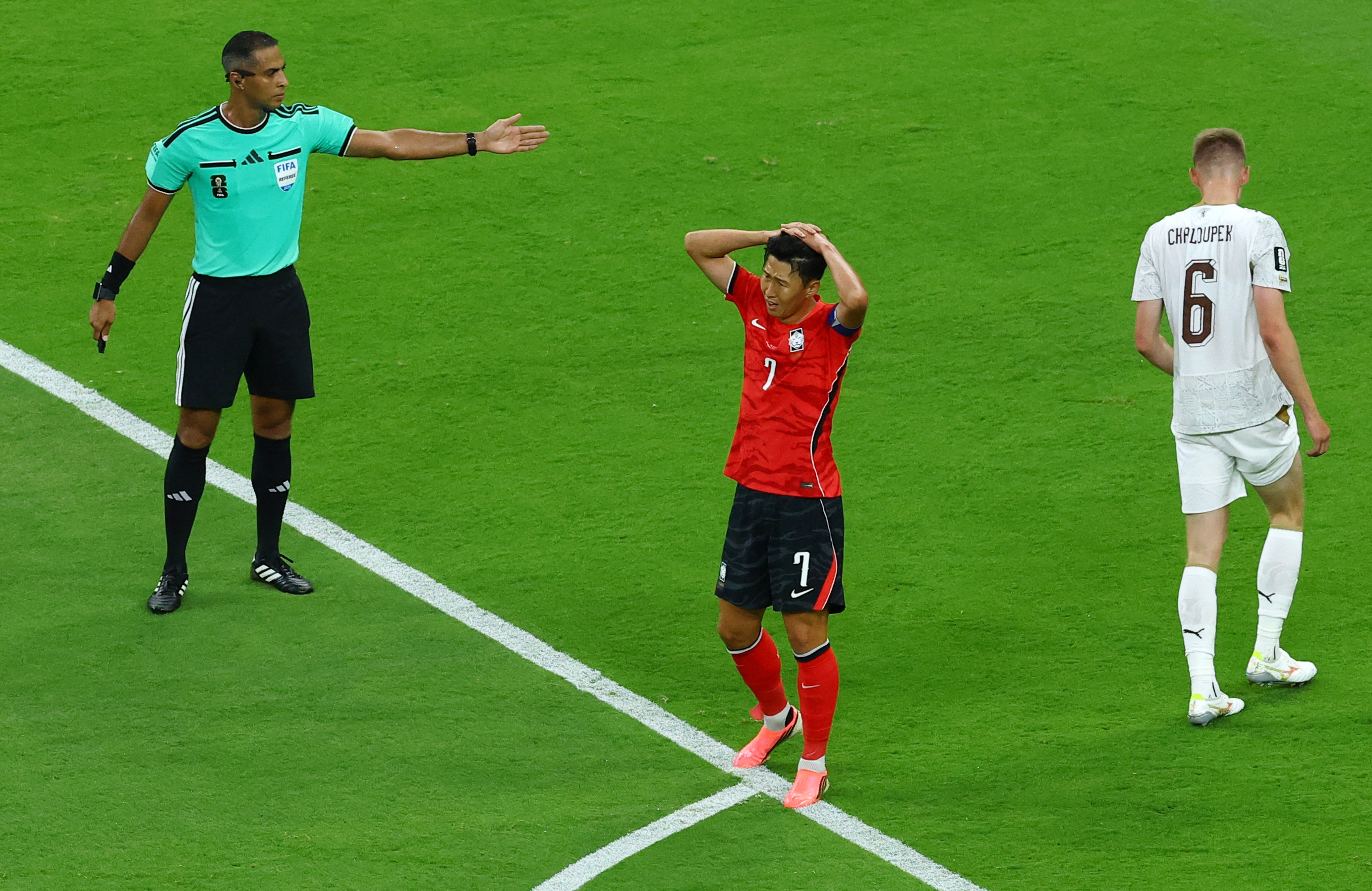 Soccer Football - FIFA World Cup 2026 - Group A - South Korea v Czech Republic - Estadio Guadalajara, Guadalajara, Mexico - June 11, 2026 South Korea's Son Heung-min reacts after missing a chance to score REUTERS/Daniel Becerril