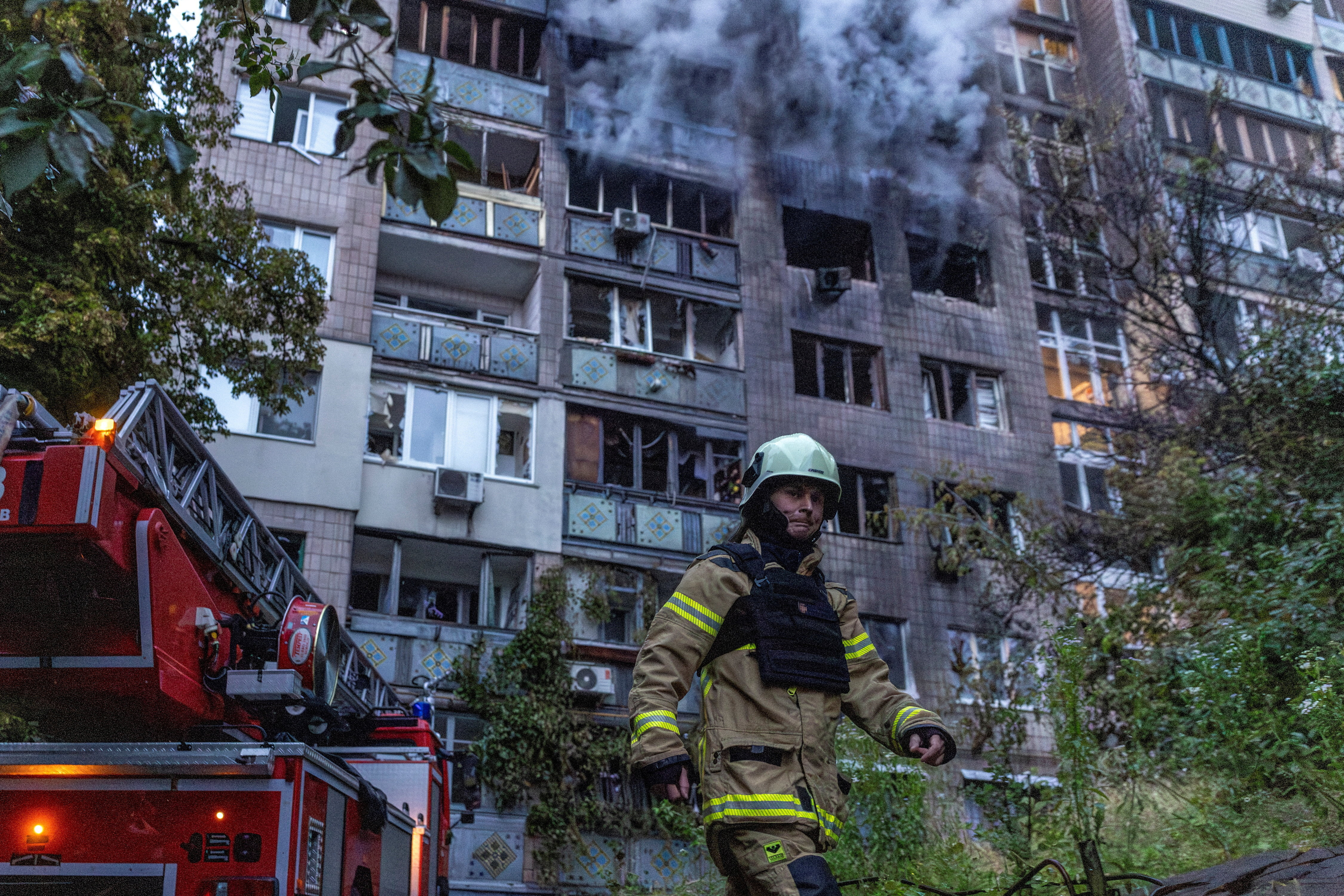 Kyiv cathedral burns as heavy Russian air raids hit Ukraine