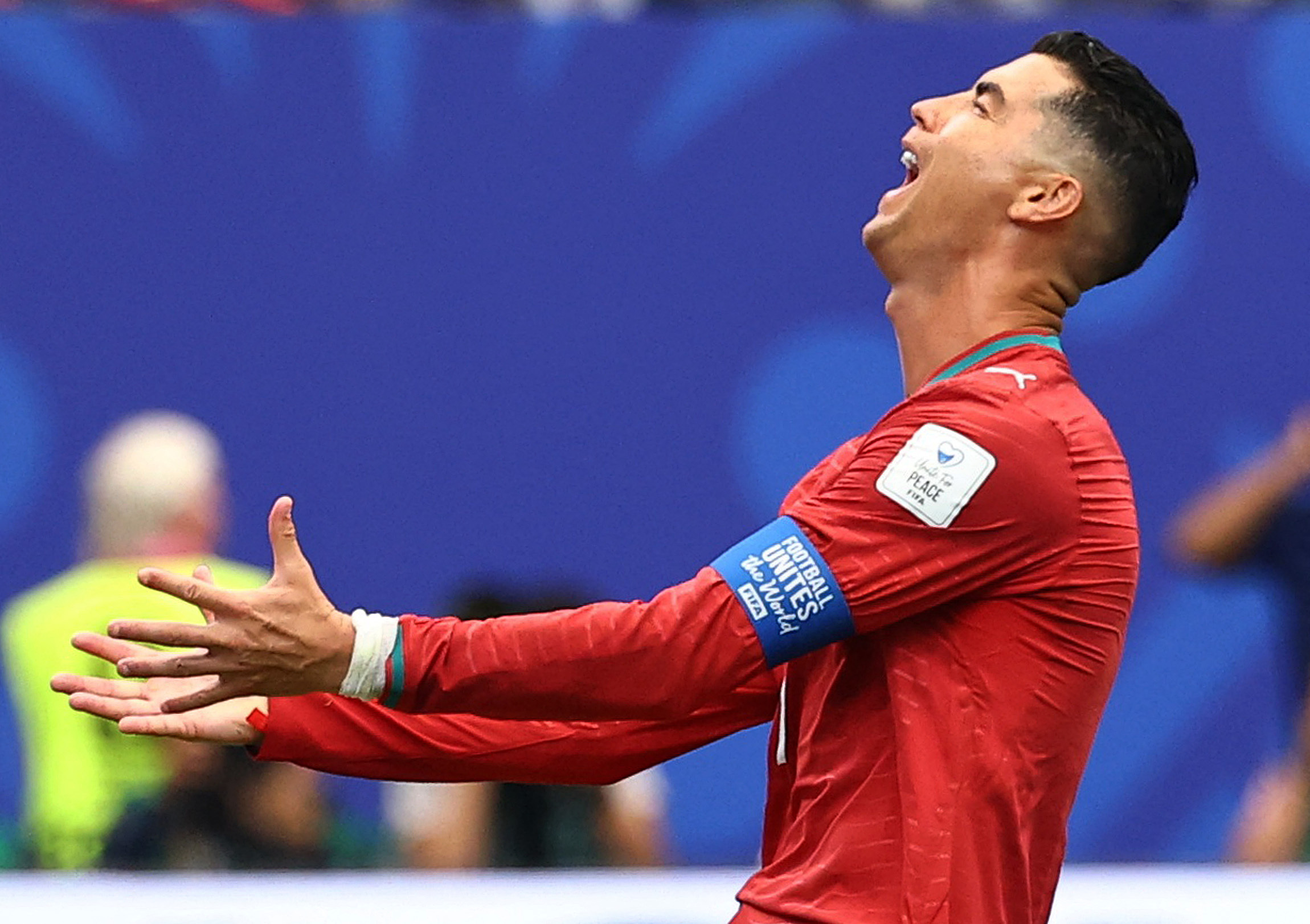 Cristiano Ronaldo screams in frustration after a chance goes begging for Portugal against DR Congo