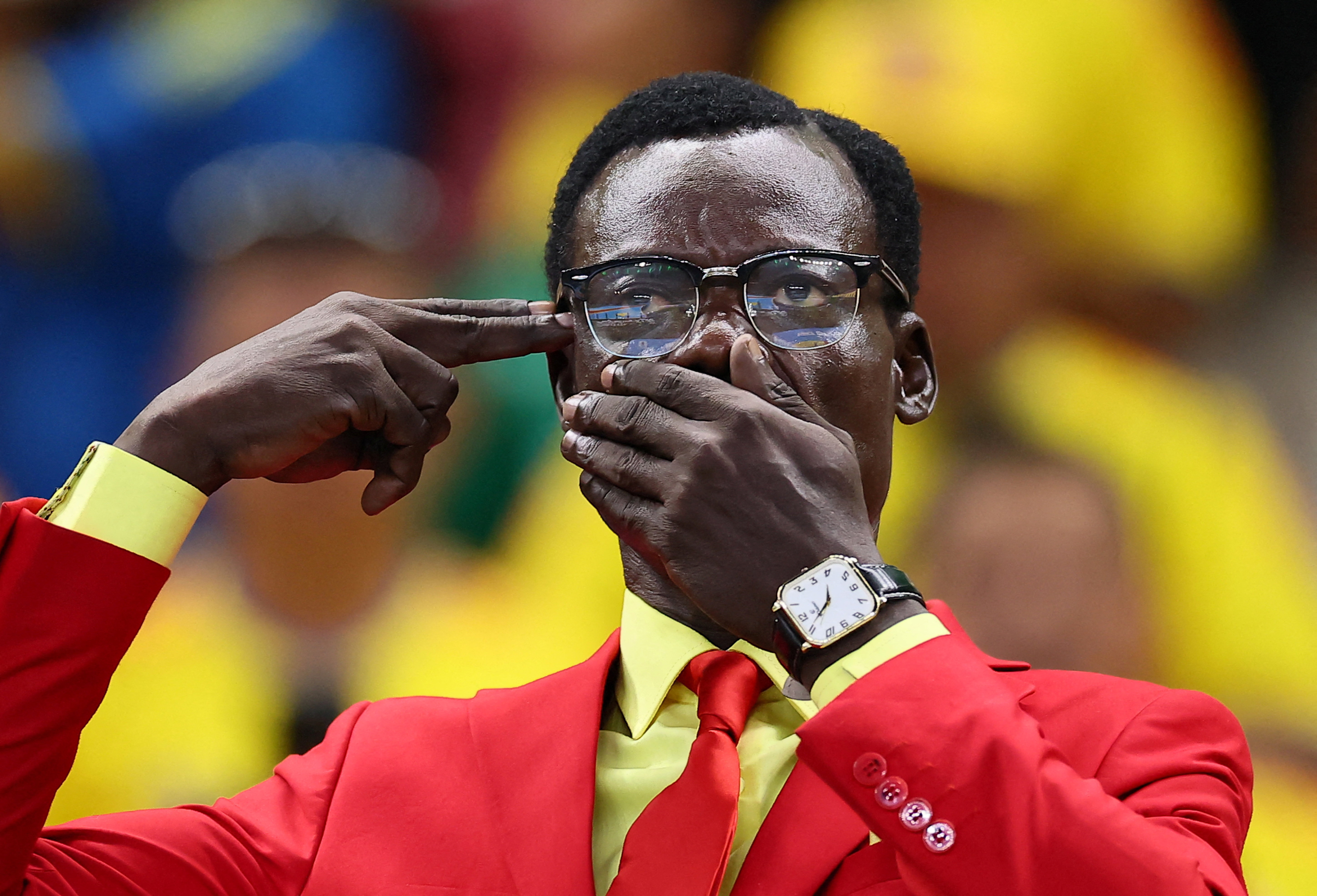 DR Congo fan Michel Nkuka Mboladinga, also known as Lumumba Vea in the stands