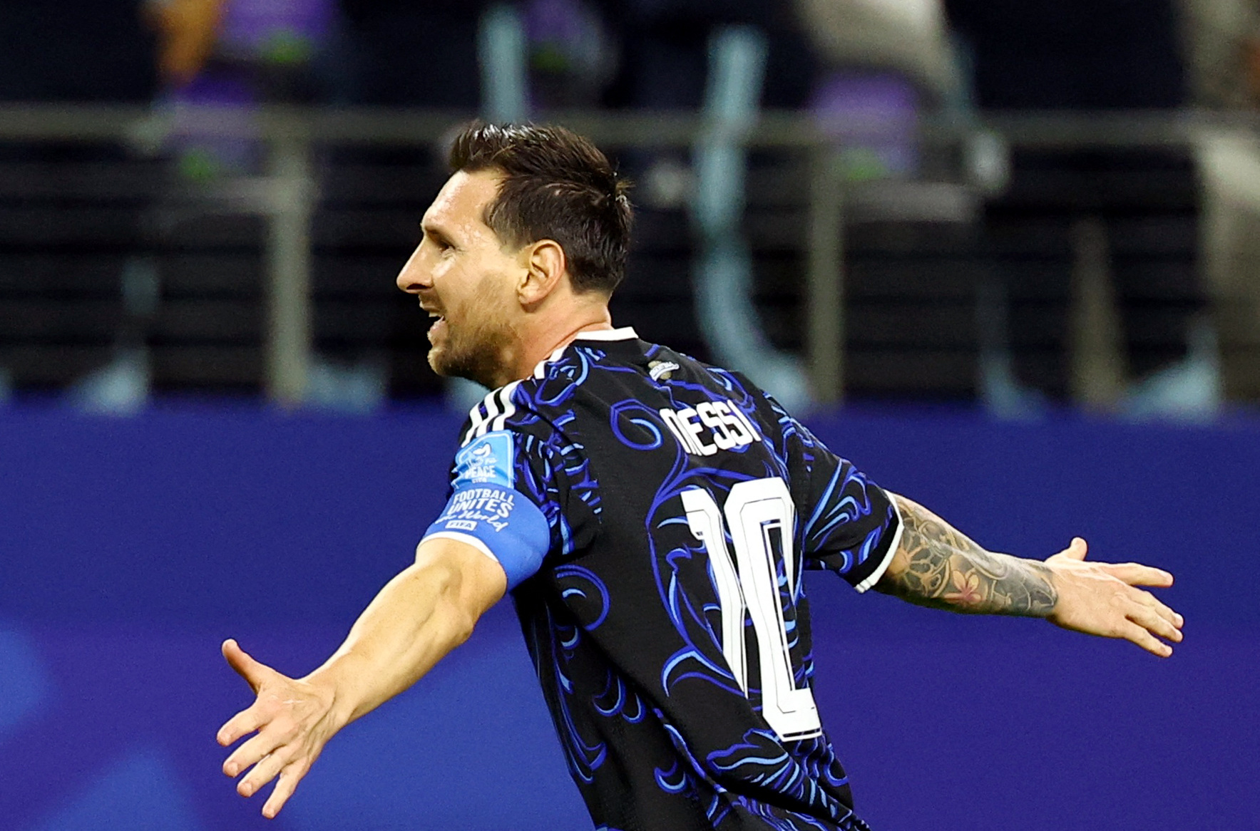 Soccer Football - FIFA World Cup 2026 - Group J - Jordan v Argentina - Dallas Stadium, Arlington, Texas, U.S. - June 27, 2026 Argentina's Lionel Messi celebrates scoring their third goal IMAGN IMAGES via Reuters/Tim Heitman