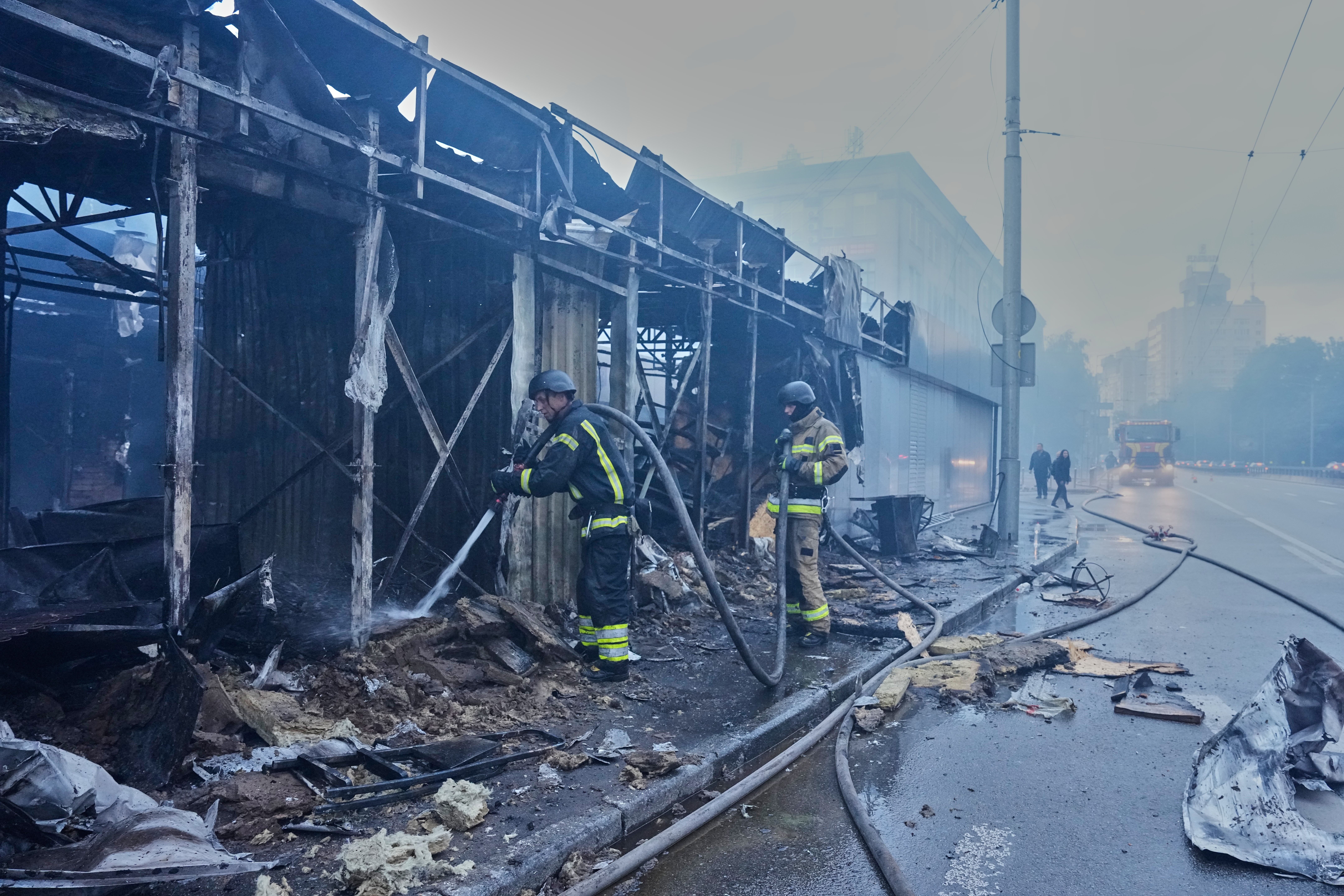 Kyiv cathedral burns as heavy Russian air raids hit Ukraine