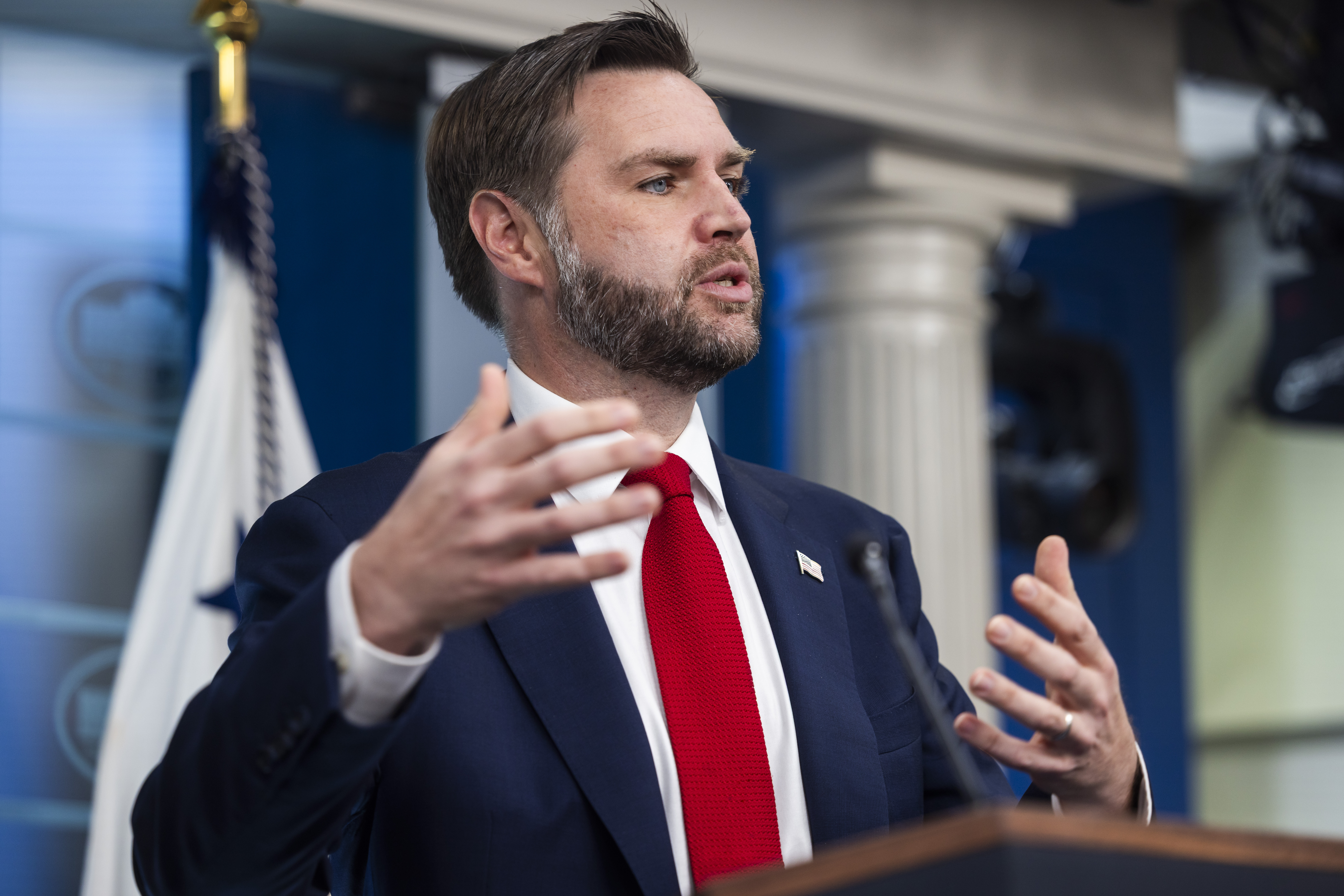 epa13047048 US Vice President JD Vance speaks to the media about the Iran-US memorandum of understanding in the White House Briefing Room in Washington, DC, USA, 18 June 2026. The Trump administration is facing criticism for the deal, which opponents say is in Tehran's favor. EPA/JIM LO SCALZO