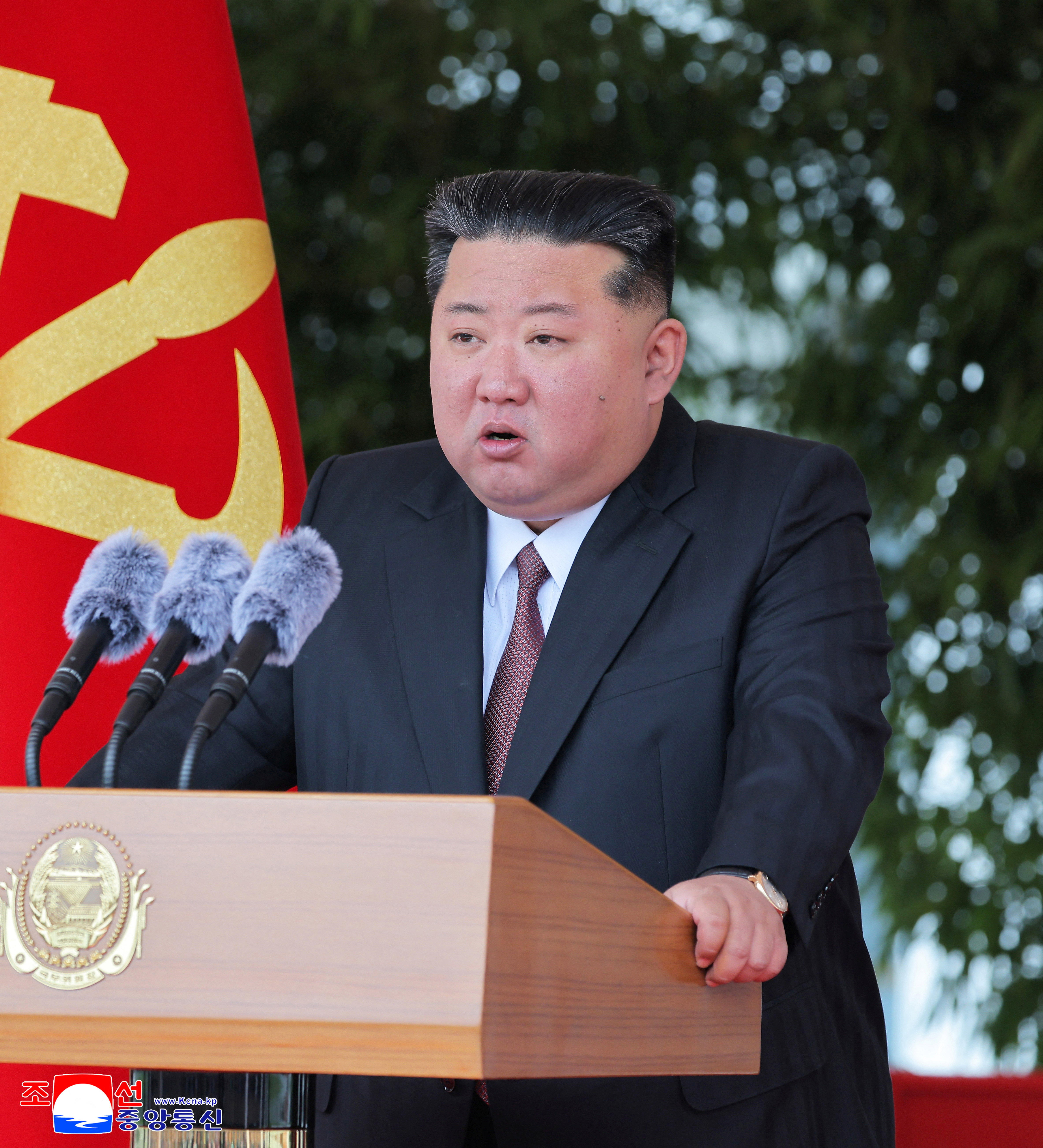 North Korean leader Kim Jong Un delivers a speech as he visits the Central Cadres Training School of the Workers' Party of Korea (WPK) to mark its 80th anniversary, in Pyongyang, North Korea, June 1, 2026, in this picture released by North Korea's official Korean Central News Agency. KCNA via REUTERS ATTENTION EDITORS - THIS IMAGE WAS PROVIDED BY A THIRD PARTY. REUTERS IS UNABLE TO INDEPENDENTLY VERIFY THIS IMAGE. NO THIRD PARTY SALES. SOUTH KOREA OUT. NO COMMERCIAL OR EDITORIAL SALES IN SOUTH KOREA.
