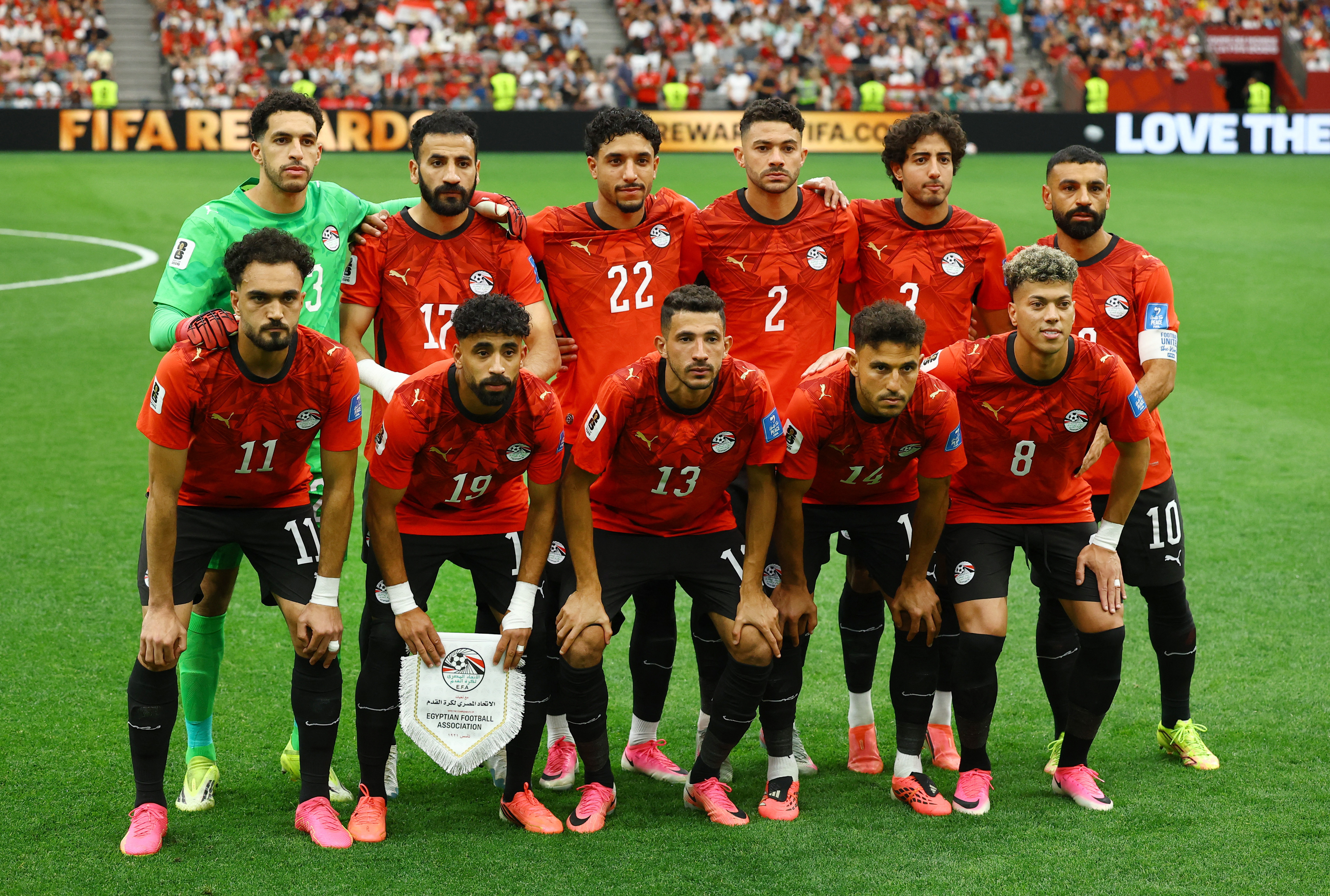 Soccer Football - FIFA World Cup 2026 - Group G - New Zealand v Egypt - BC Place, Vancouver, Canada - June 21, 2026 Egypt players pose for a team group photo before the match REUTERS/Albert Gea