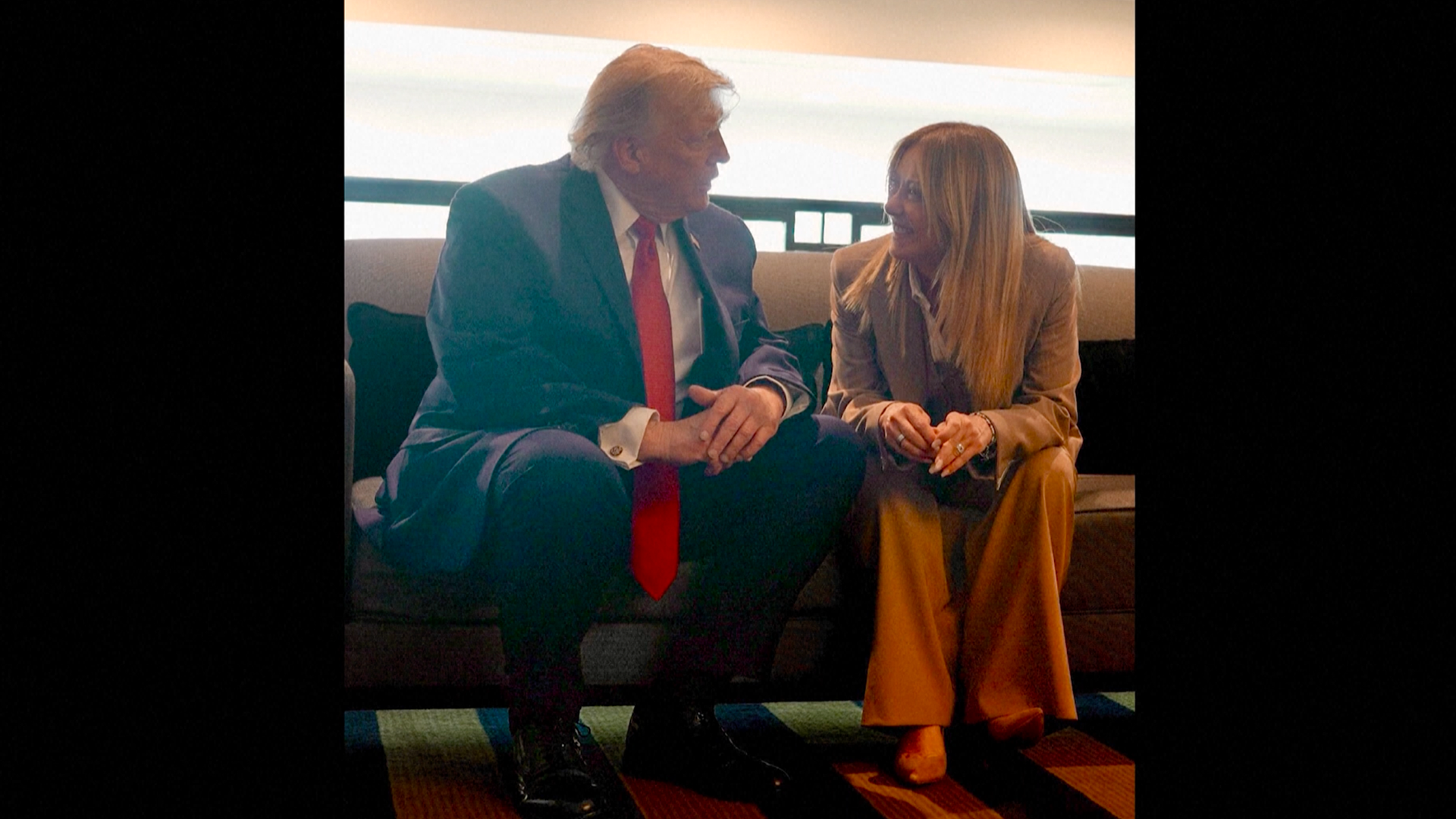 Donald Trump with Georgia Meloni at the 2026 G7 Summit in France
